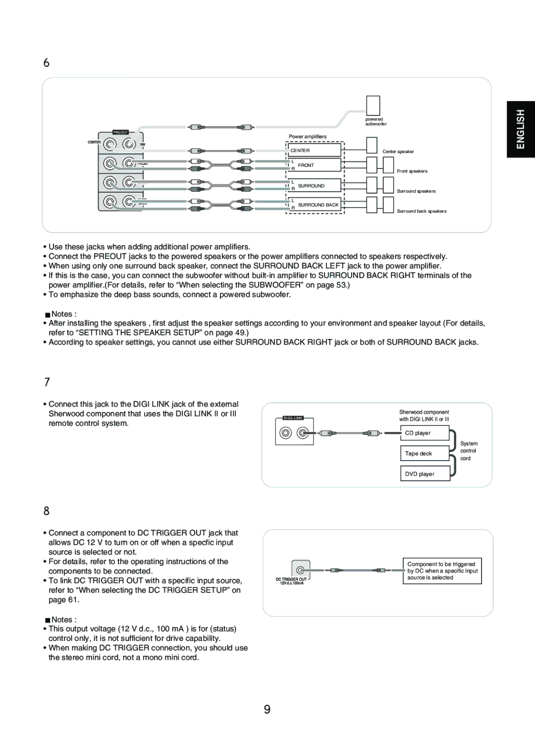 Sherwood R-865 manual Connecting System Control 