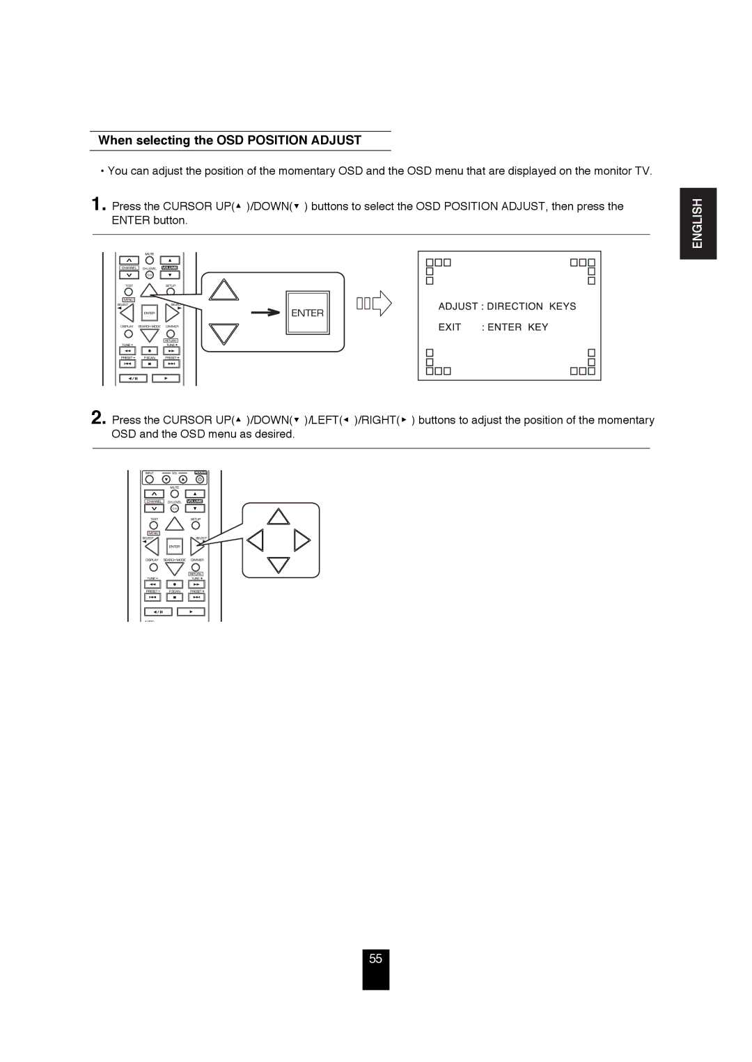 Sherwood R-872 manual When selecting the OSD Position Adjust 