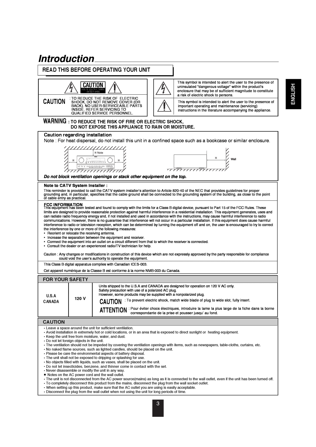 Sherwood R-872 manual Introduction, Read This Before Operating Your Unit, Do Not Expose This Appliance To Rain Or Moisture 