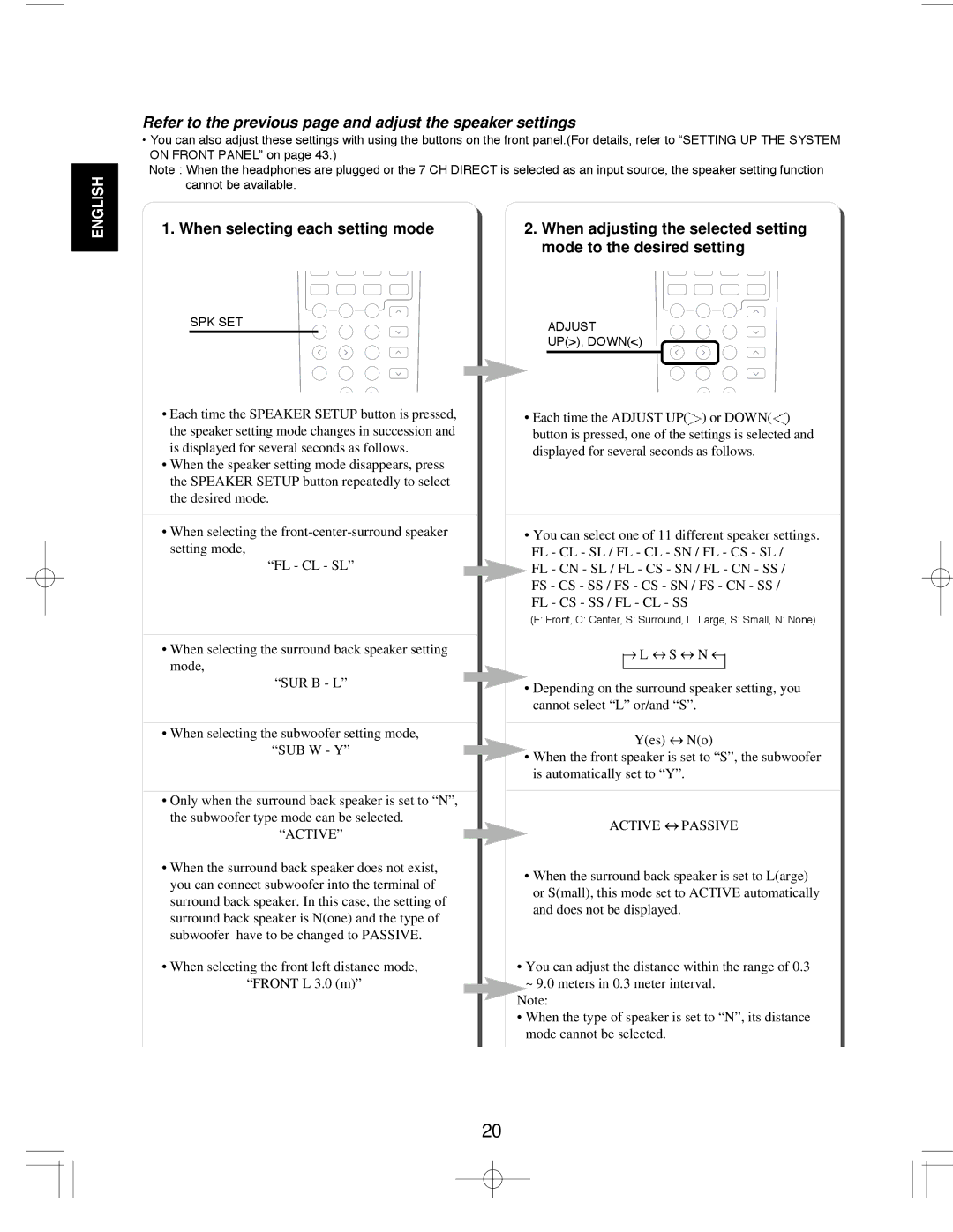 Sherwood R-903R manual Refer to the previous page and adjust the speaker settings 