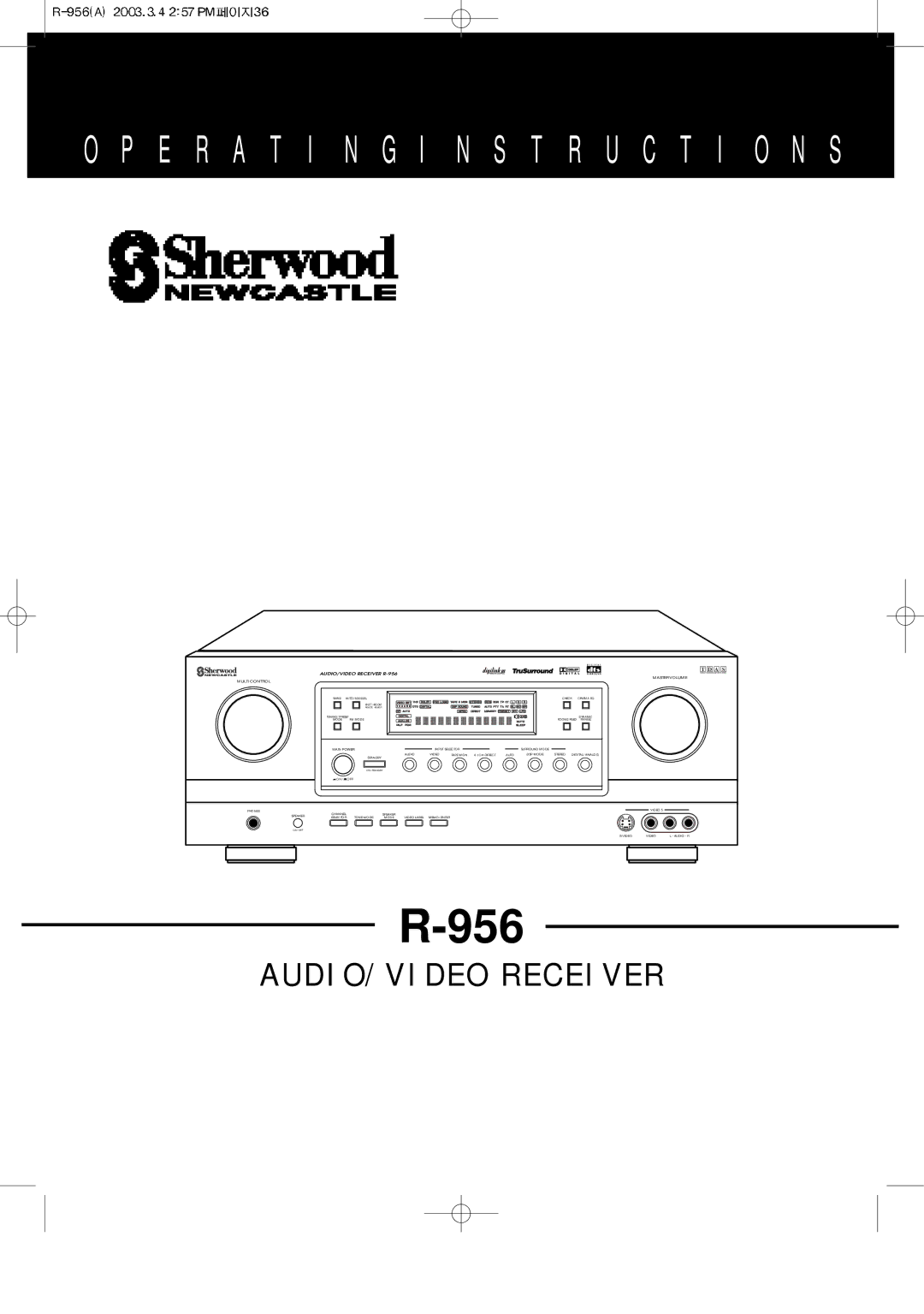 Sherwood R-956 manual 