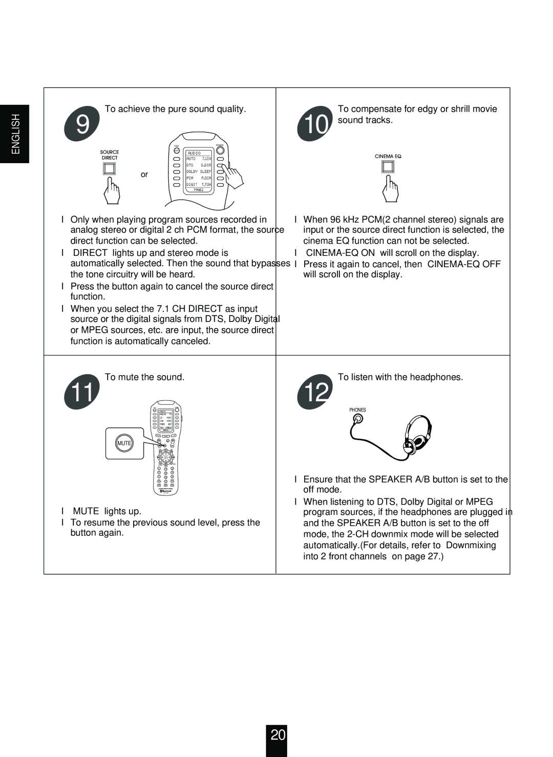 Sherwood R-963 manual Press it again to cancel, then CINEMA-EQ OFF 