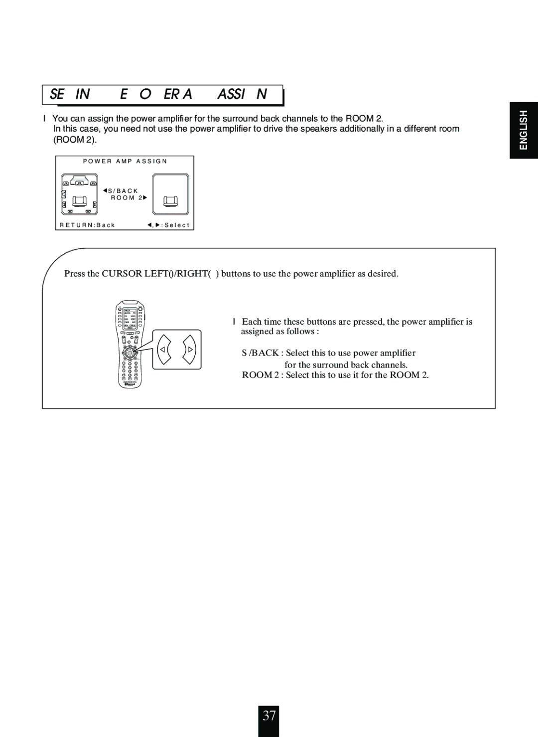 Sherwood R-963 manual Setting the Power AMP Assign 