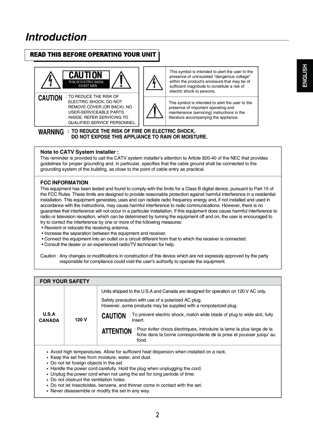 Sherwood R-965 manual Introduction, Read this Before Operating Your Unit 