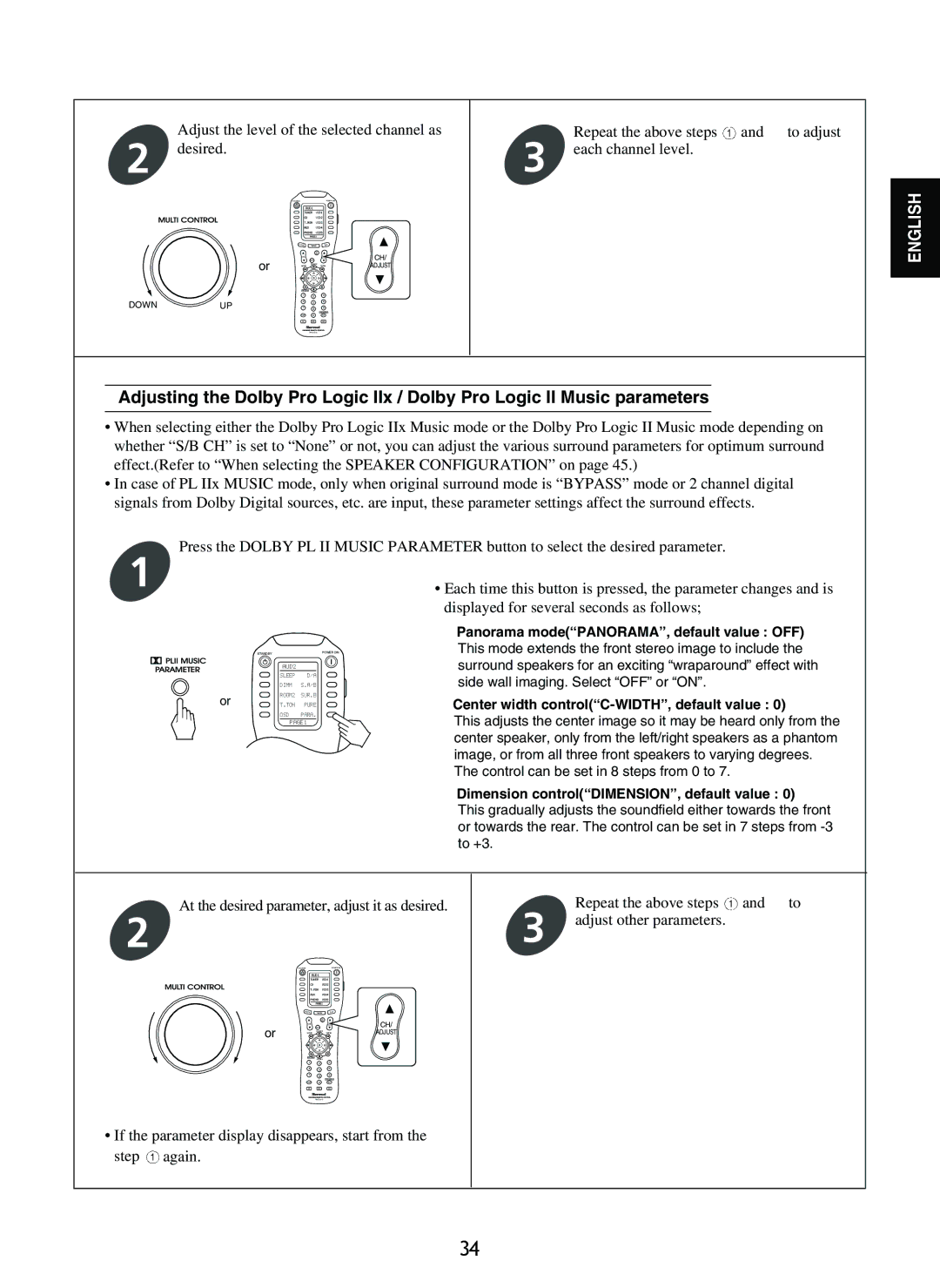 Sherwood R-965 manual Adjust the level of the selected channel as Desired 