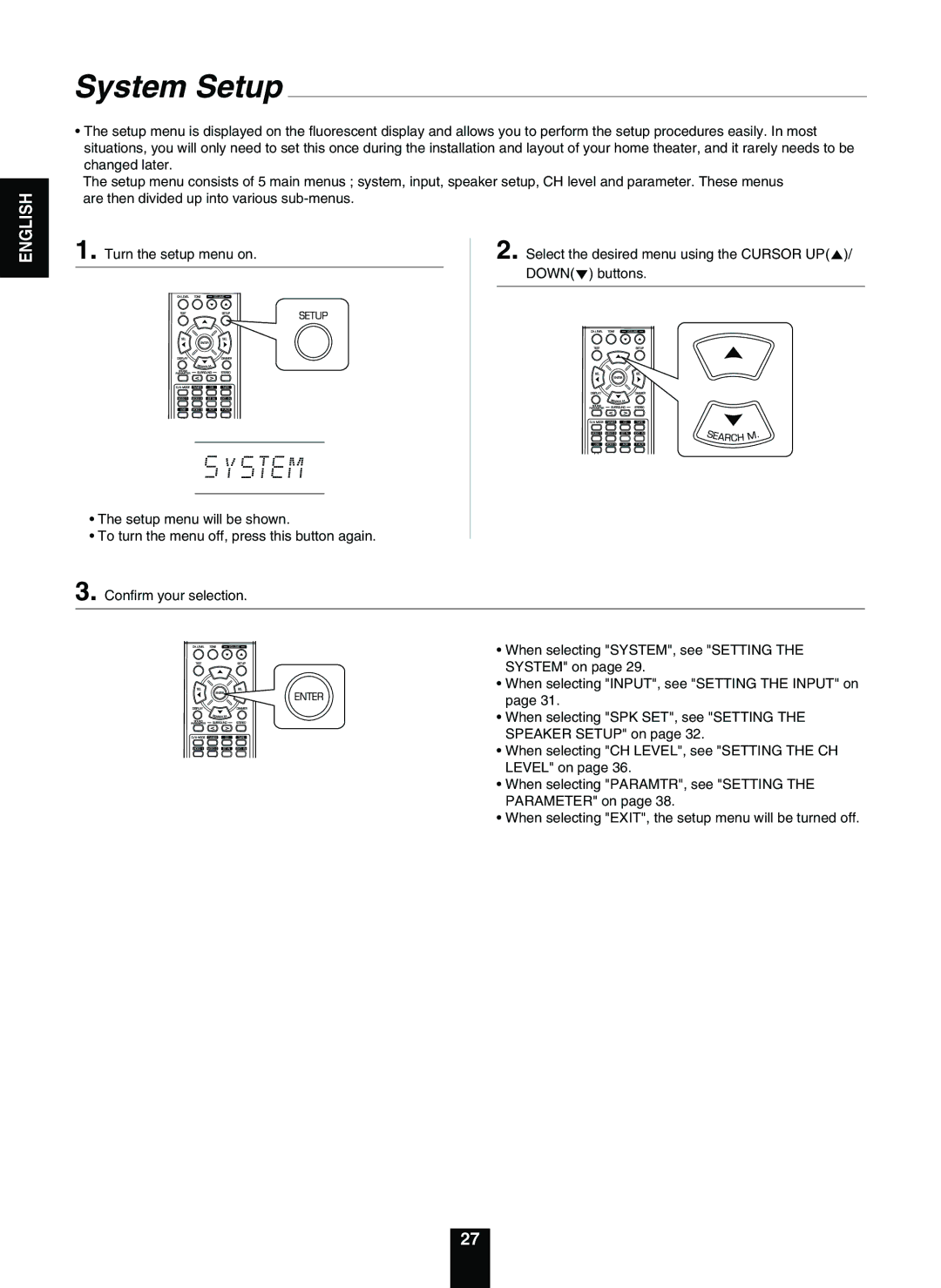 Sherwood RD-5503 operating instructions System Setup 