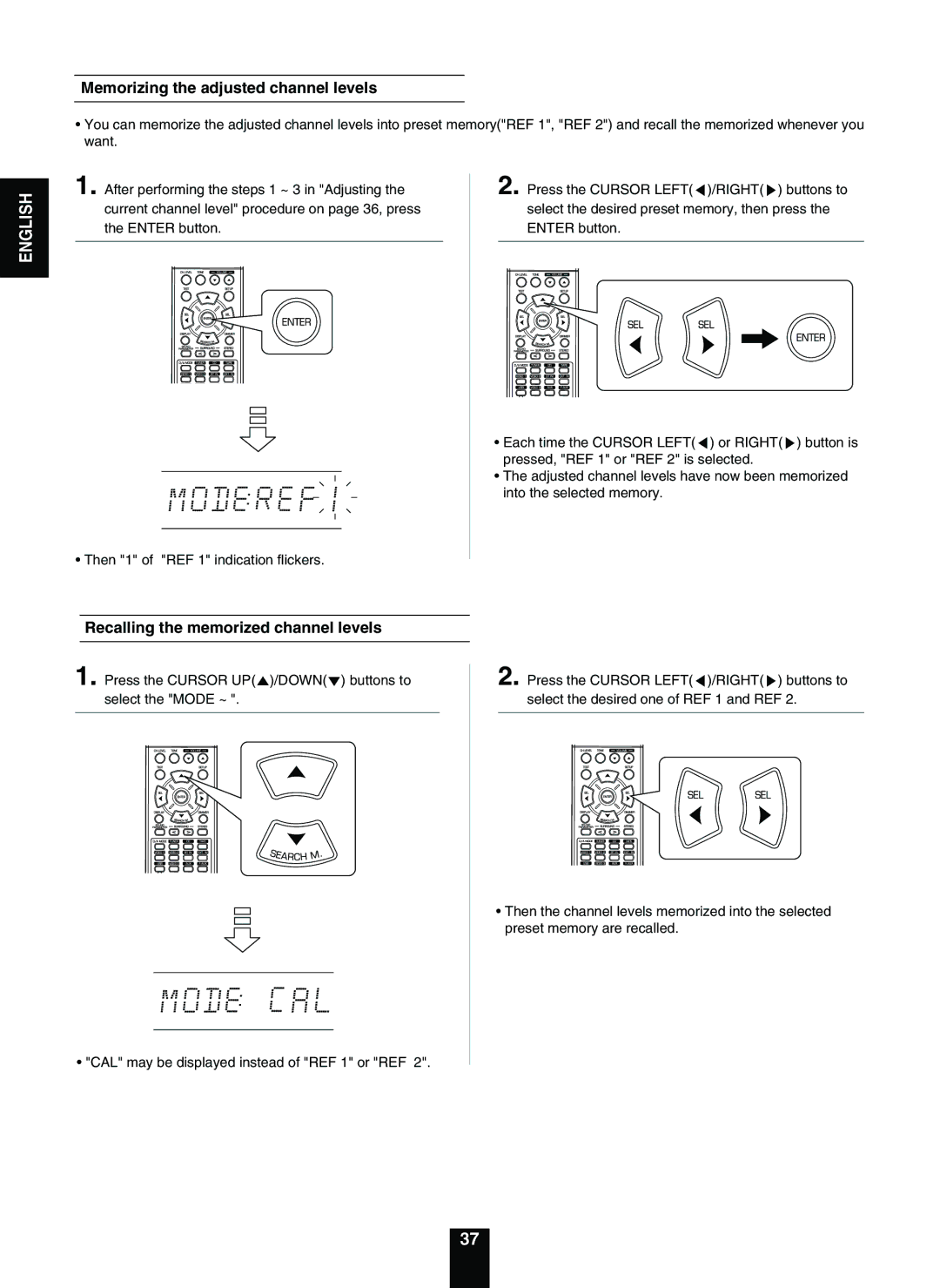 Sherwood RD-5503 operating instructions Memorizing the adjusted channel levels 