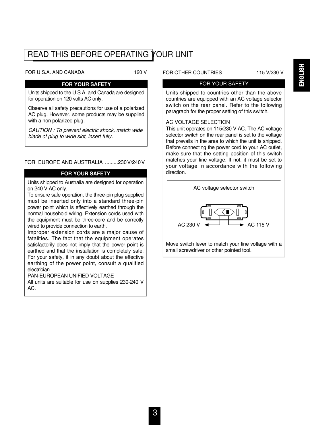 Sherwood RD-6106 manual Read this Before Operating Your Unit 