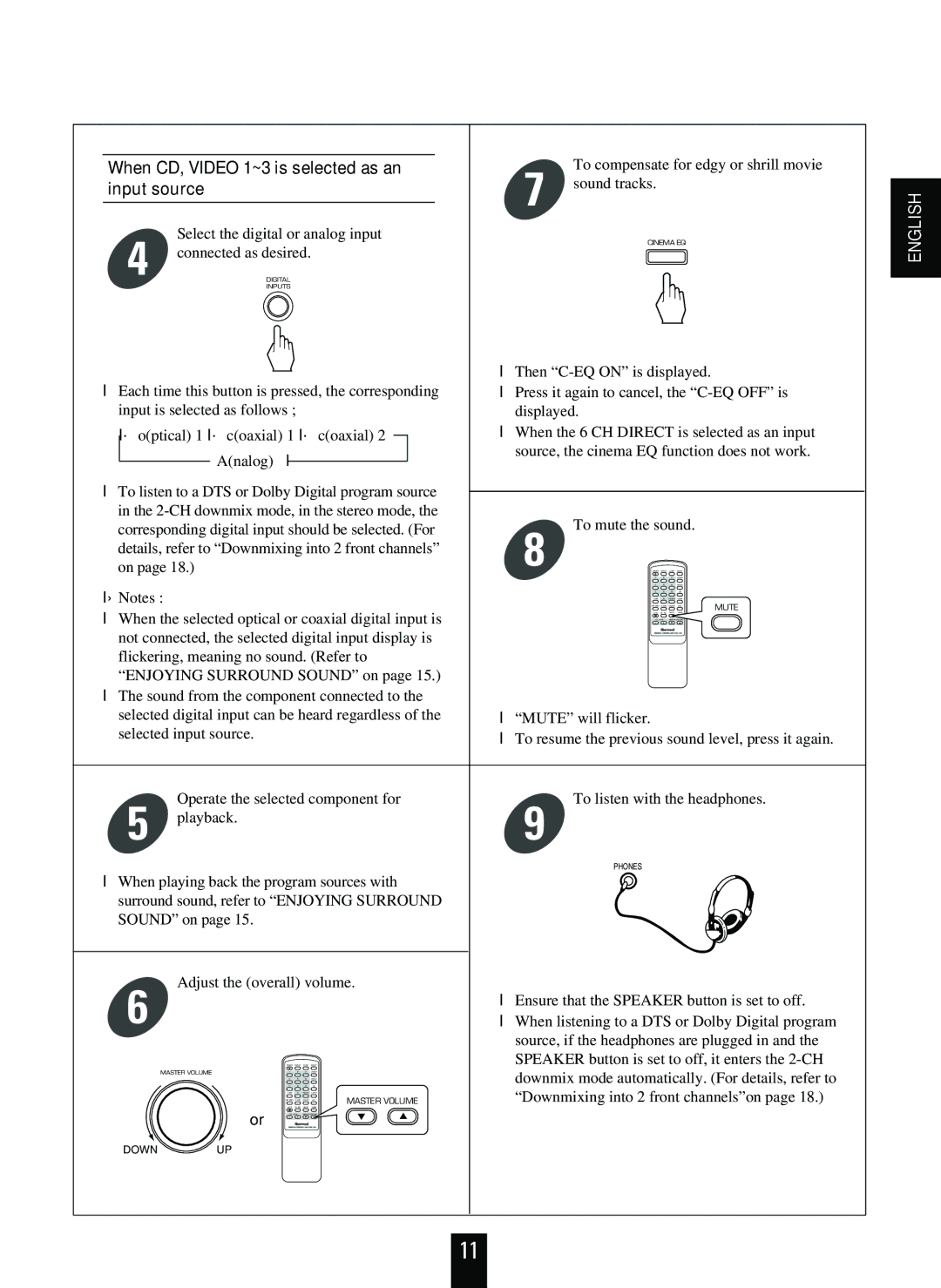 Sherwood RD-6108 manual When CD, Video 1~3 is selected as an, Input source 