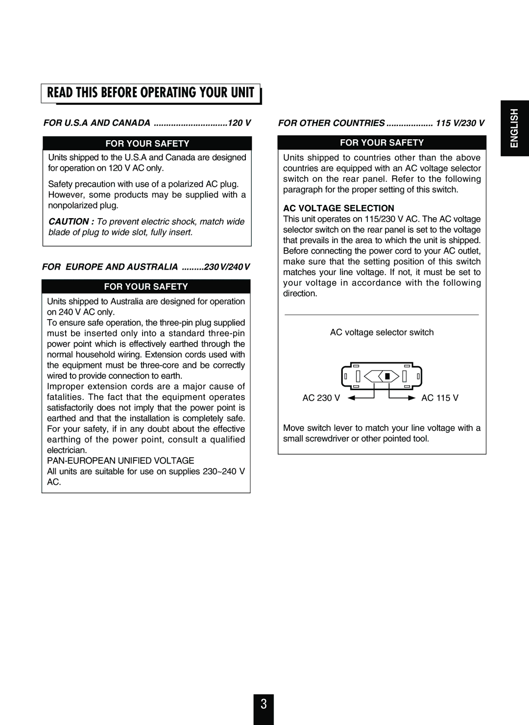 Sherwood RD-6108 manual Read this Before Operating Your Unit 