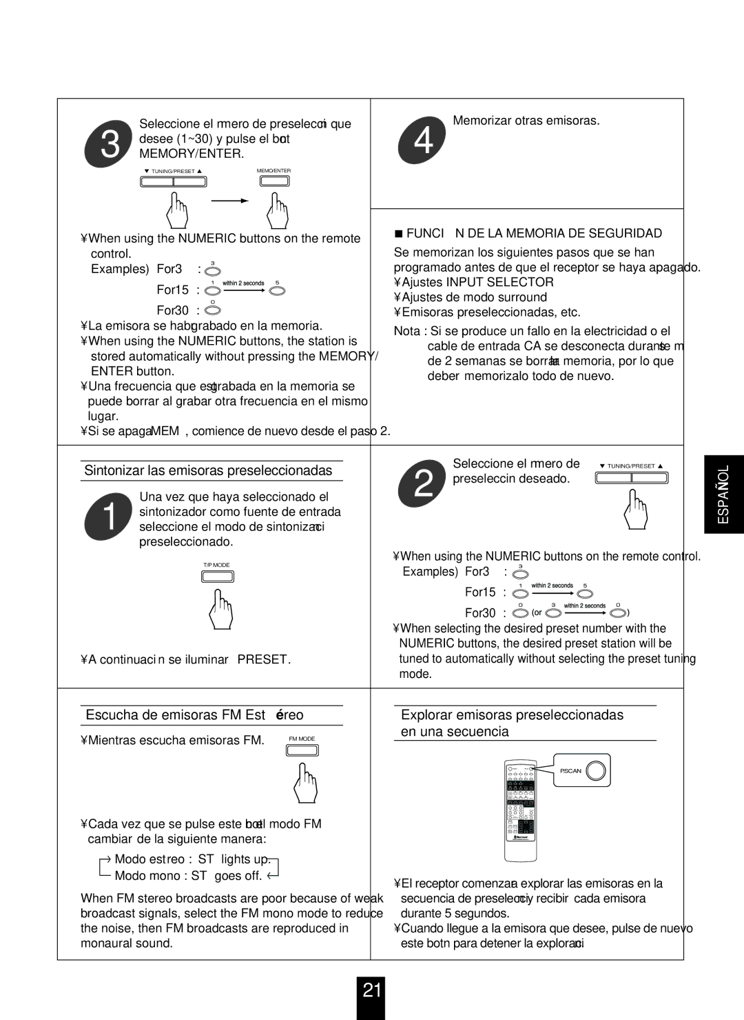 Sherwood RD-6105R, RD-6405R manual Sintonizar las emisoras preseleccionadas, En una secuencia 