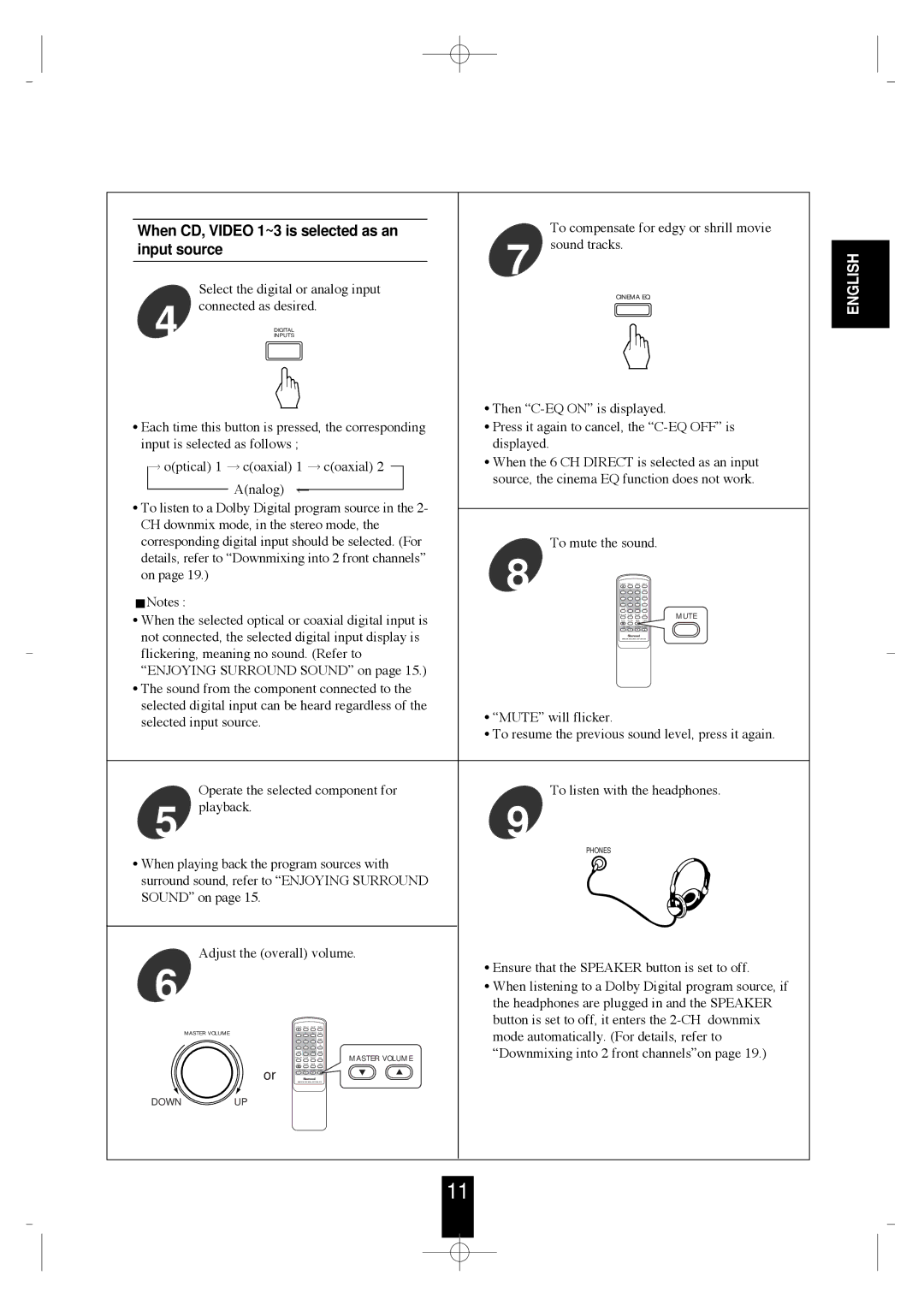 Sherwood RD-6500 manual When CD, Video 1~3 is selected as an, Input source 