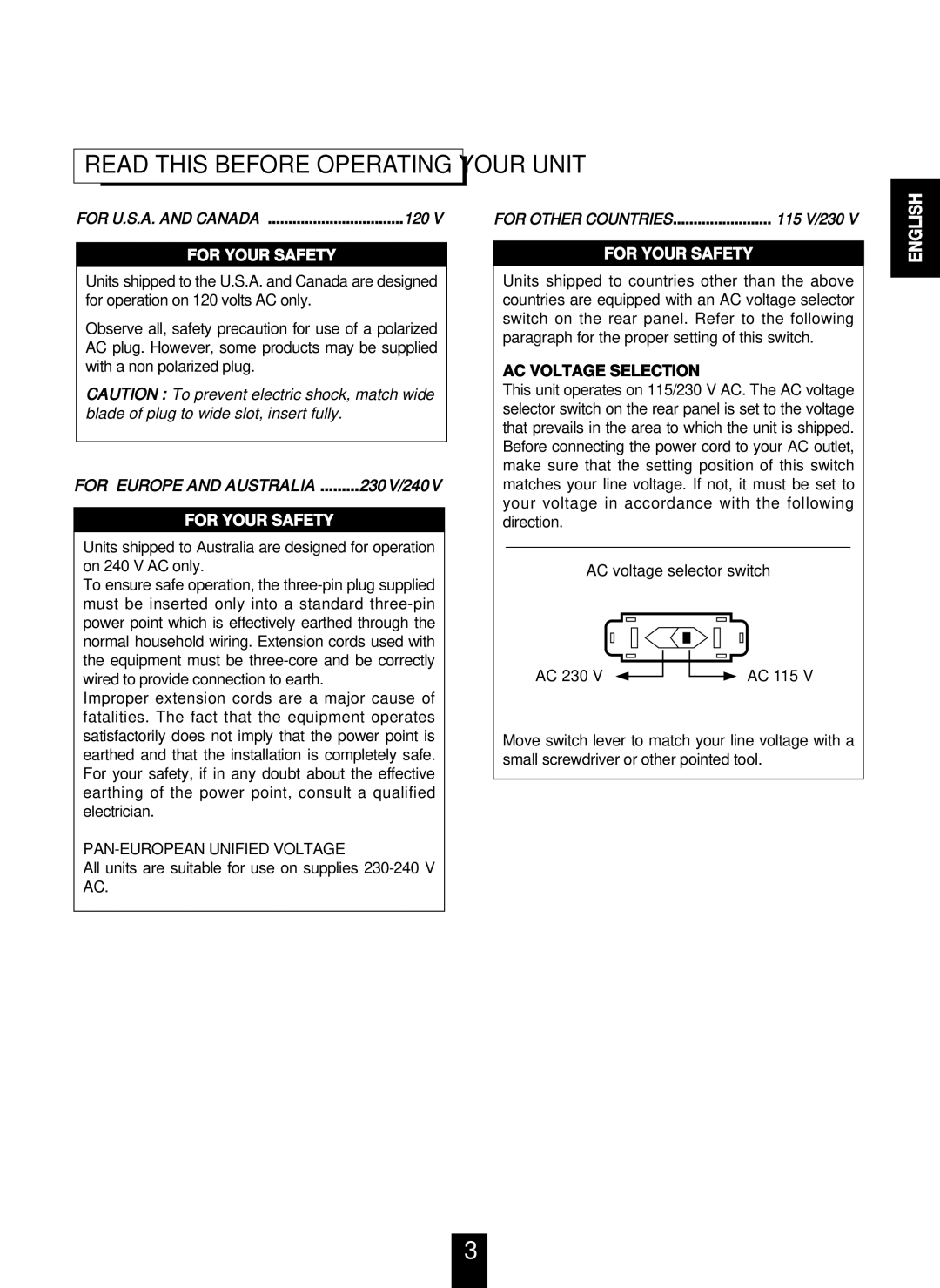 Sherwood RD-7106 manual Read this Before Operating Your Unit 