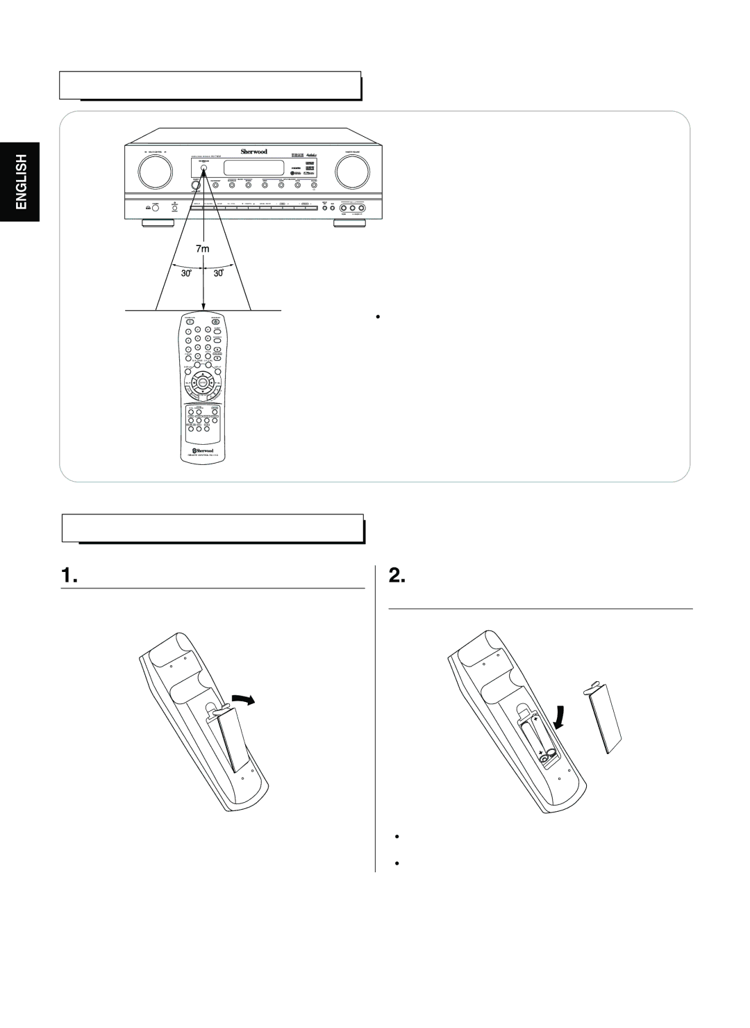 Sherwood RD-7502 manual Remote Control Operation Range, Loading Batteries 