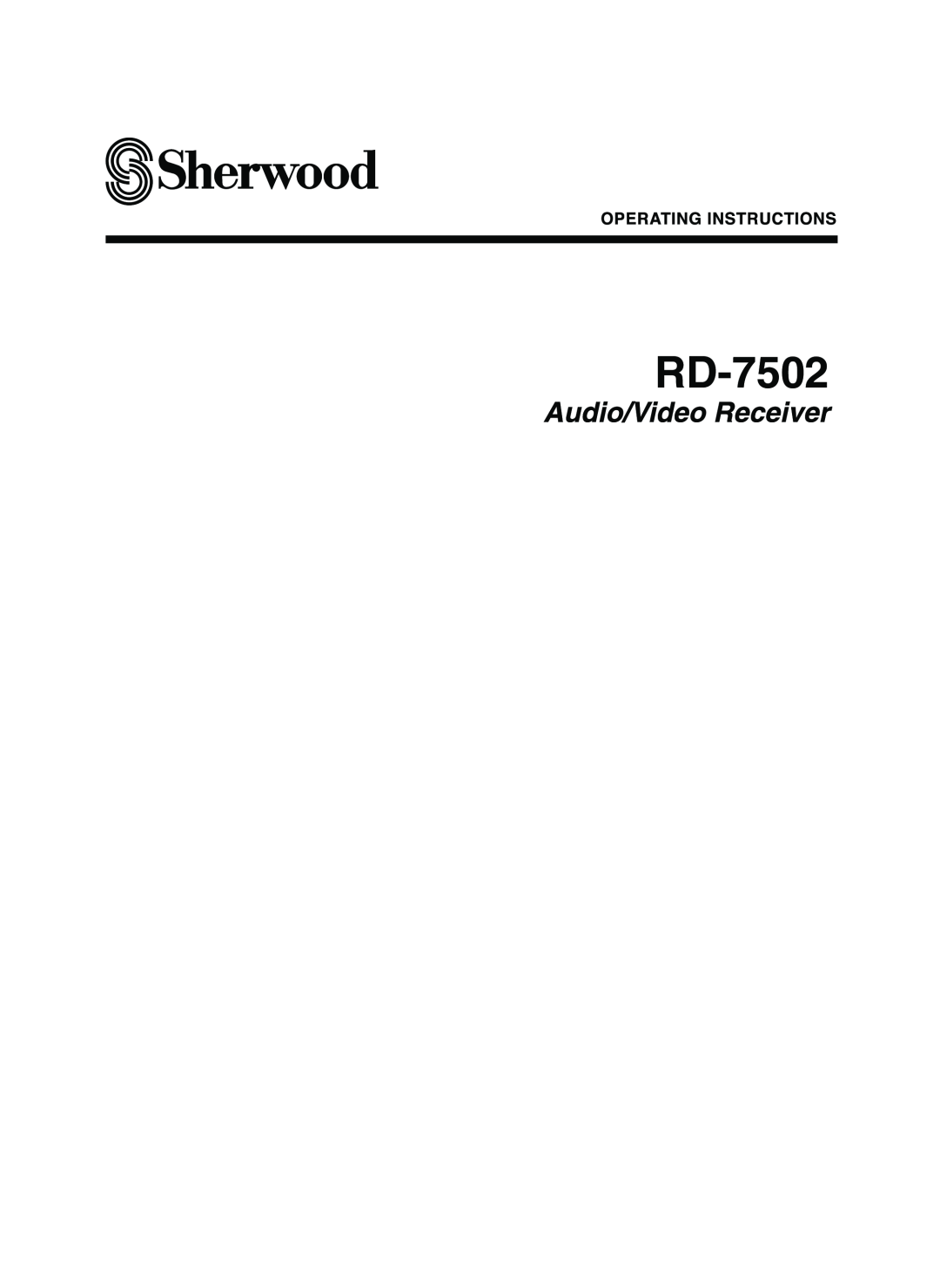 Sherwood RD-7502 manual 
