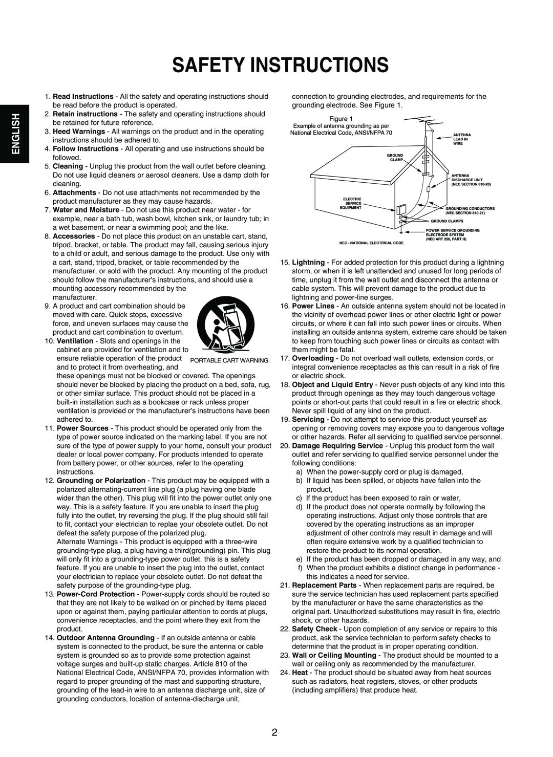 Sherwood RD-7502 manual English, Safety Instructions 