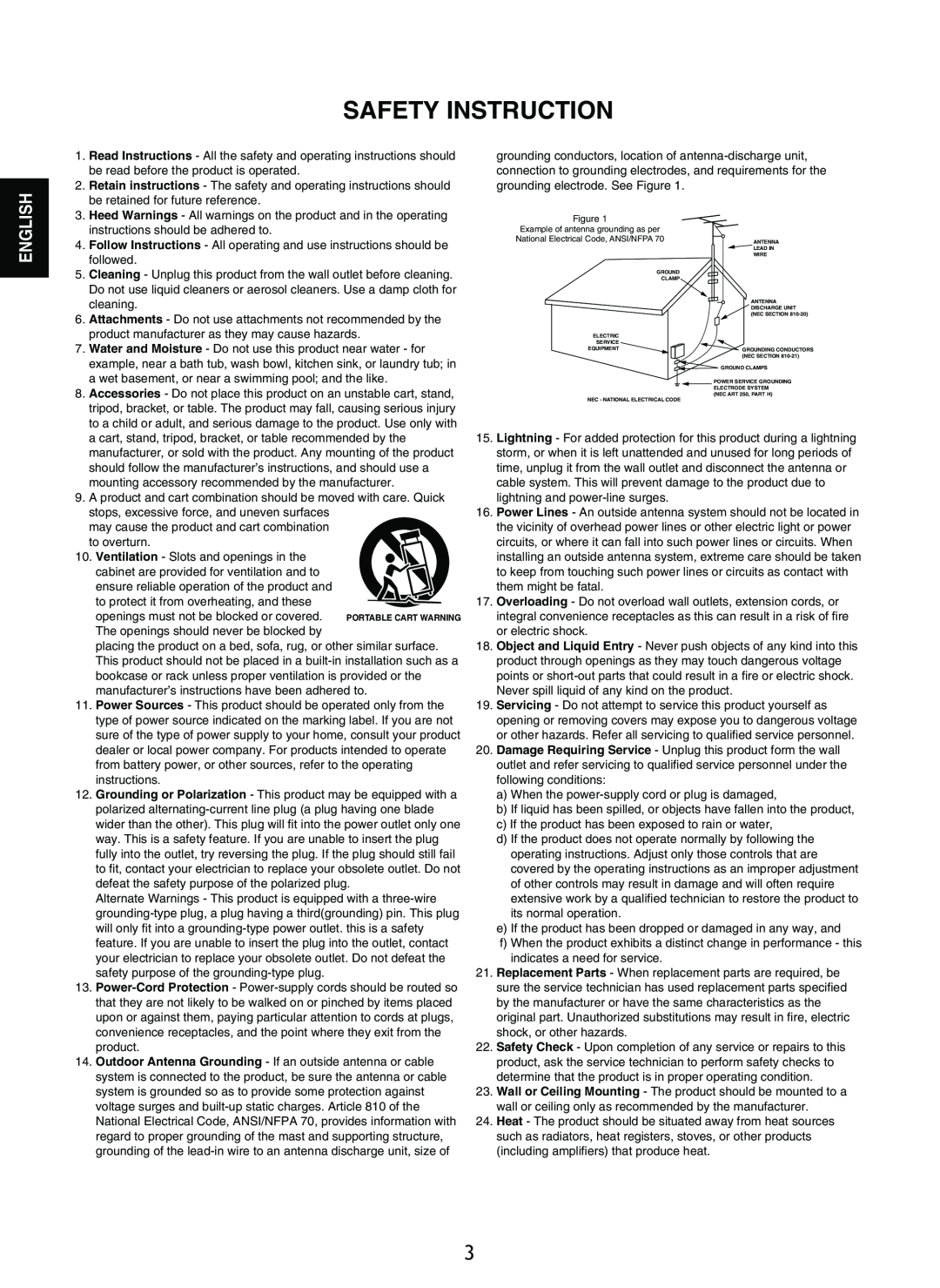 Sherwood RD-8601 operating instructions Safety Instruction 