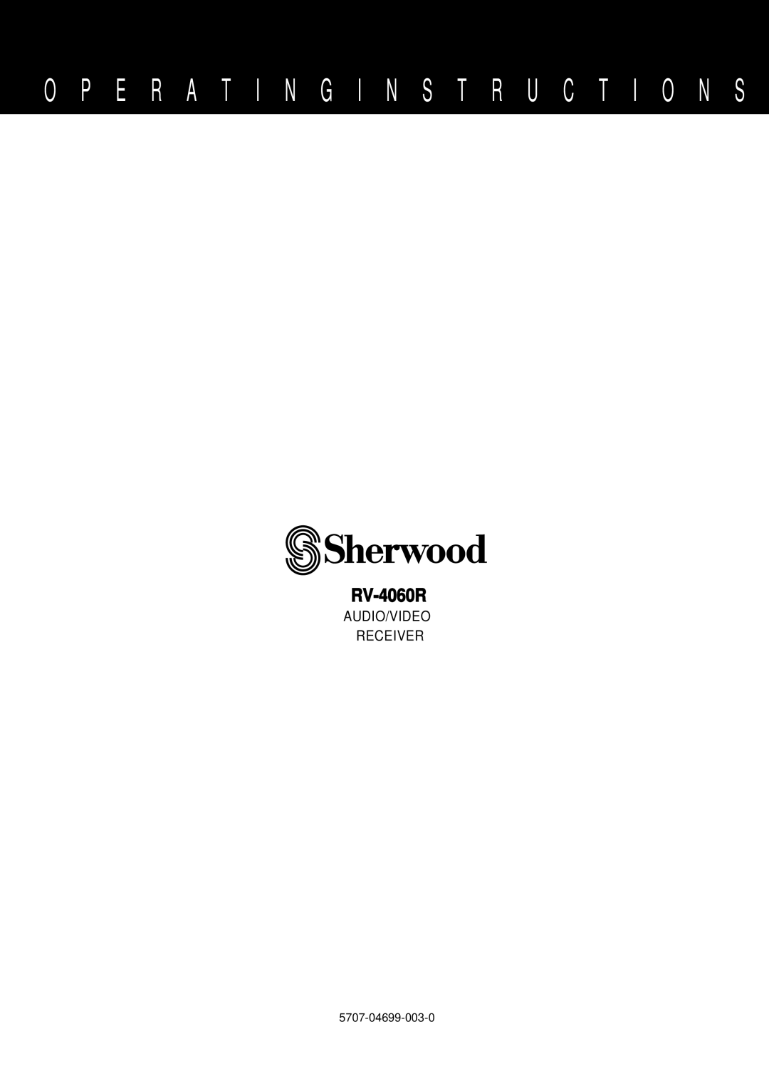 Sherwood RV-4060R manual 