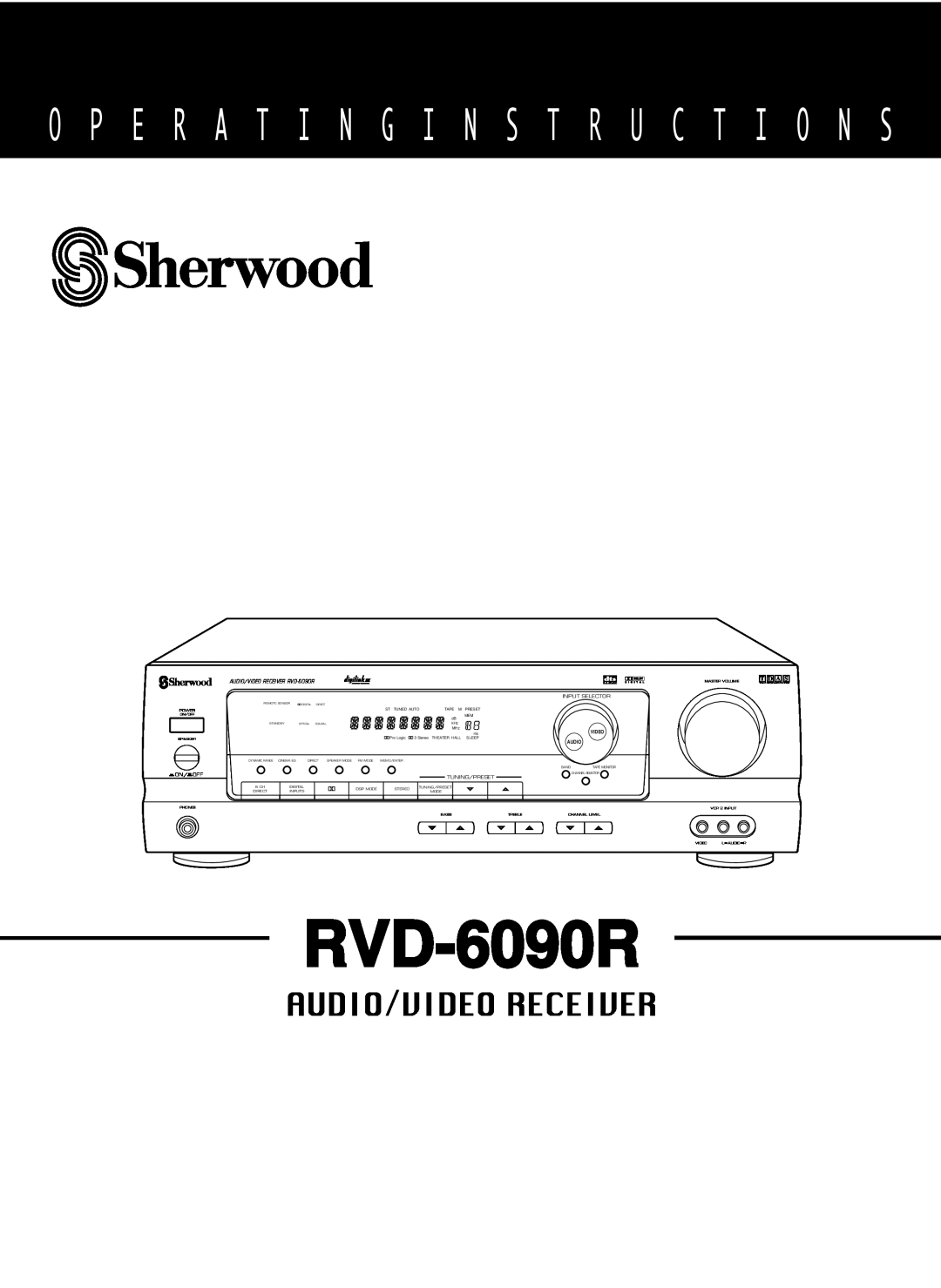 Sherwood RVD-6090R operating instructions O P E R A T I N G I N S T R U C T I O N S, Audio/Video Receiver, Tdas 