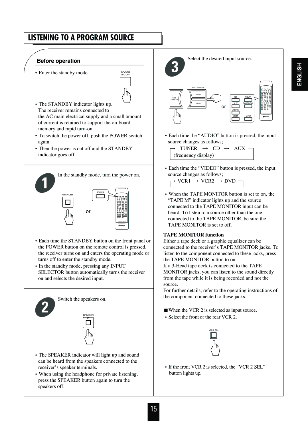 Sherwood RVD-9090R operating instructions Before operation, VCR1 VCR2 DVD 