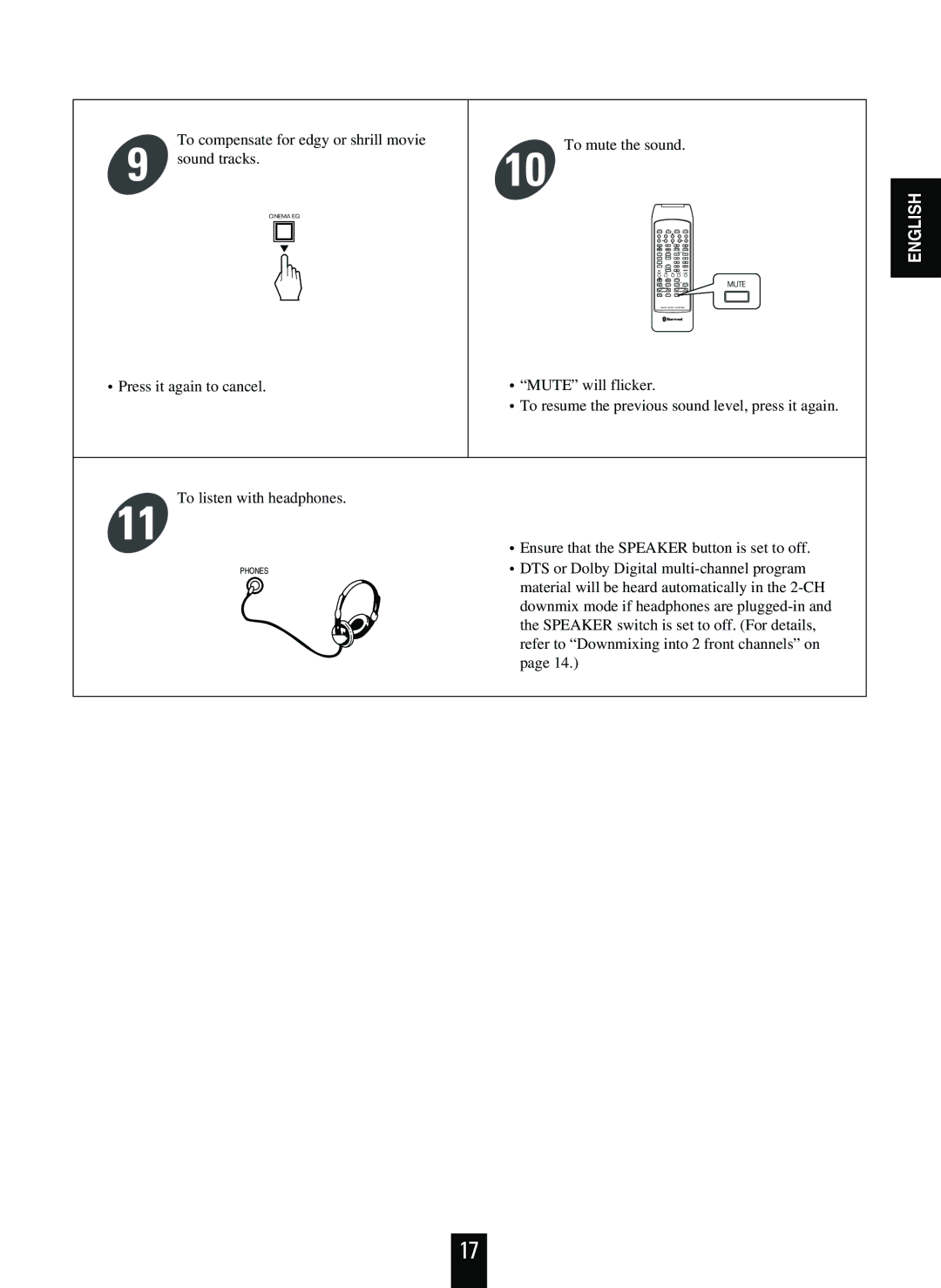 Sherwood RVD-9090R operating instructions To compensate for edgy or shrill movie 