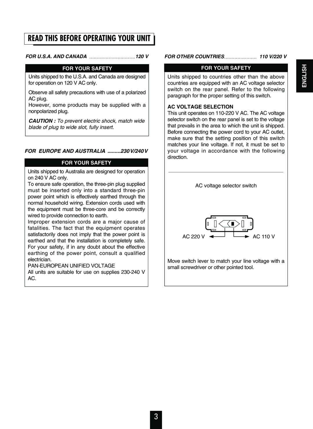 Sherwood RVD-9090R operating instructions Read this Before Operating Your Unit 