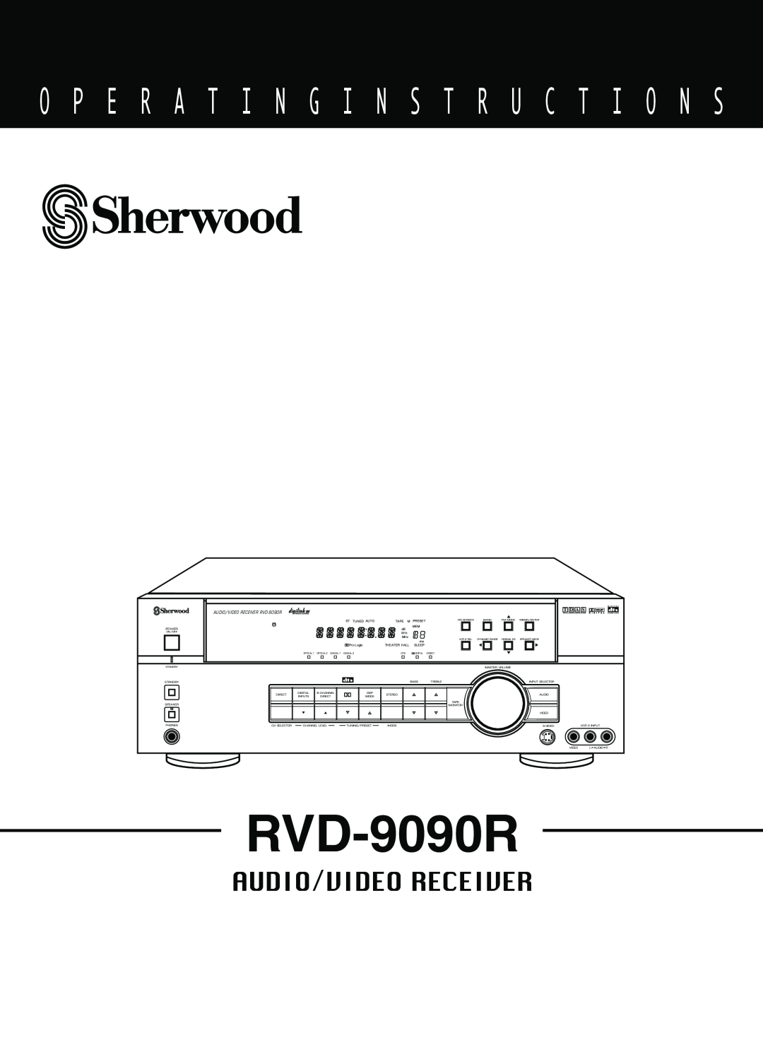 Sherwood RVD-9090R operating instructions O P E R A T I N G I N S T R U C T I O N S, Audio/Video Receiver, T D A S 