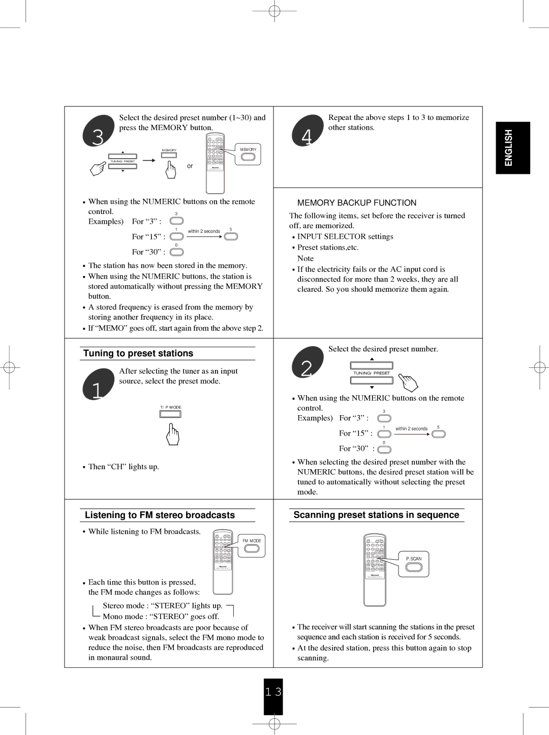 Sherwood RX-4100 manual Tuning to preset stations 