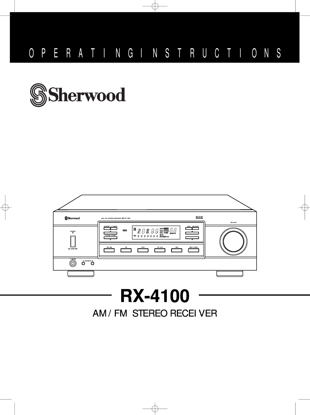 Sherwood RX-4100 manual O P E R A T I N G I N S T R U C T I O N S, Am/Fm Stereo Receiver, D A S 