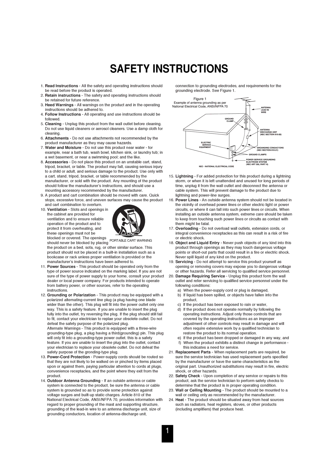 Sherwood RX-4105 manual Safety Instructions 