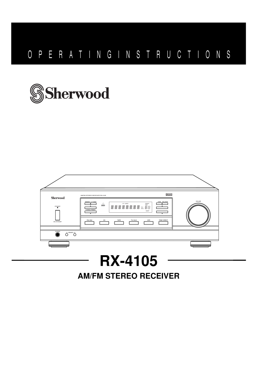 Sherwood RX-4105 manual O P E R A T I N G I N S T R U C T I O N S, Am/Fm Stereo Receiver 
