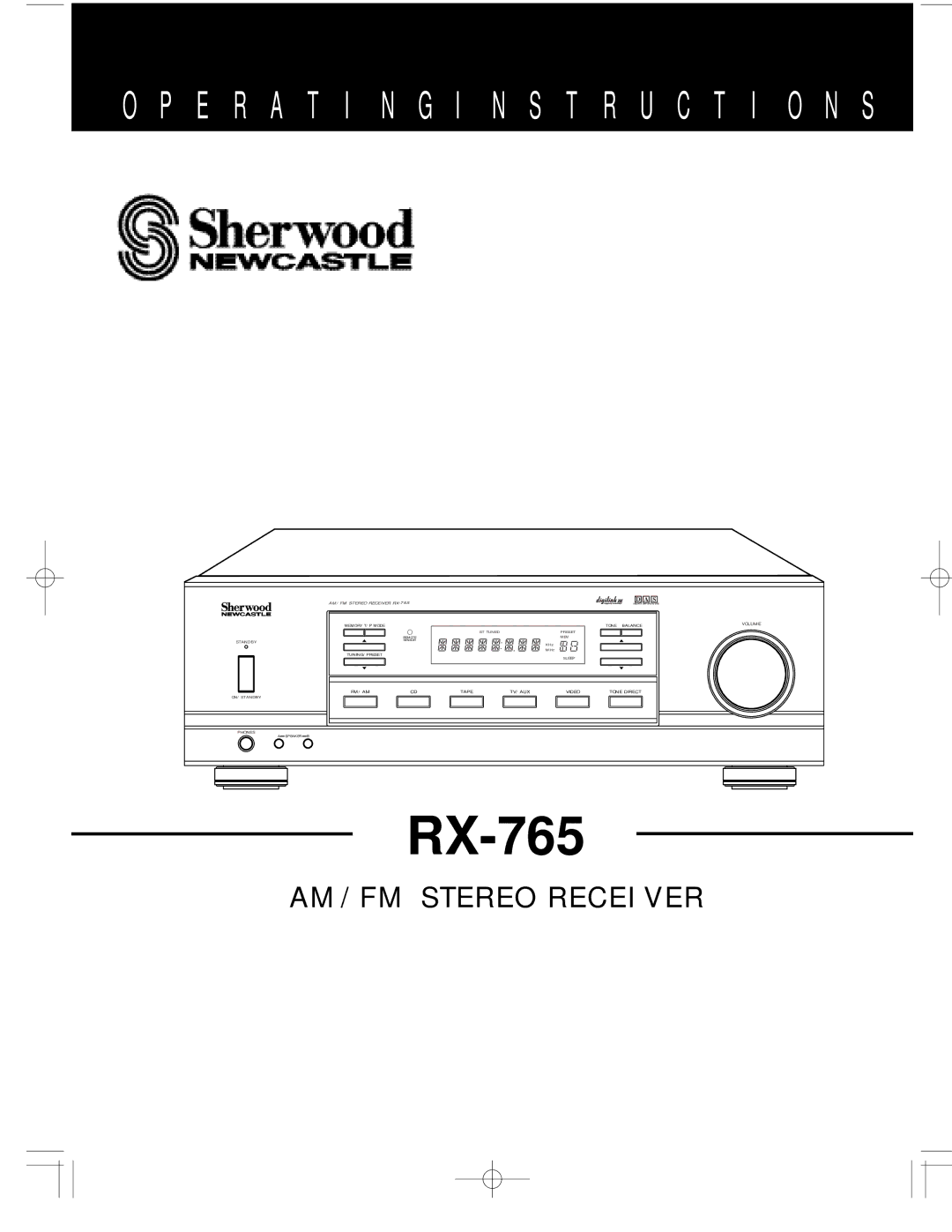 Sherwood RX-765 operating instructions 