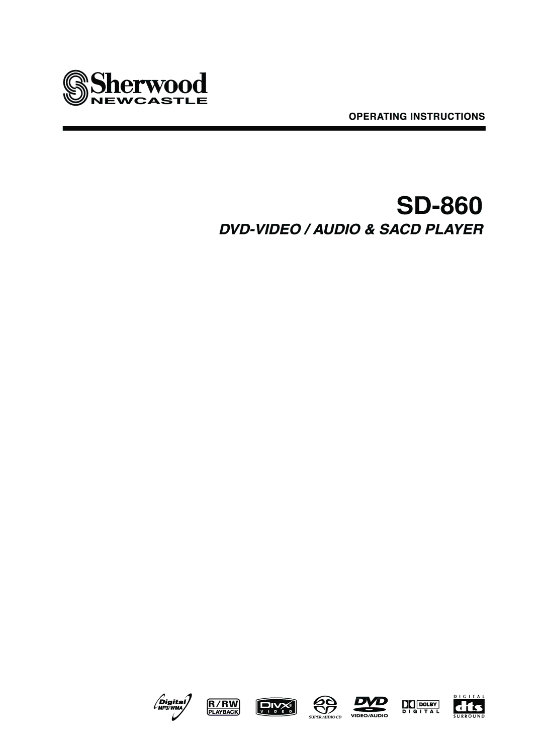 Sherwood SD-860 manual 