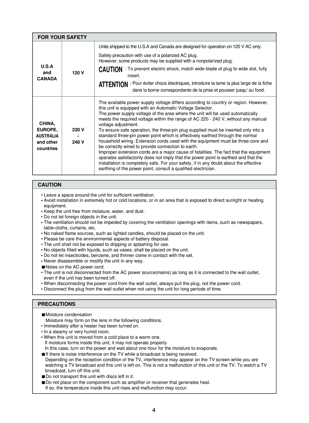 Sherwood SD-860 manual For Your Safety 