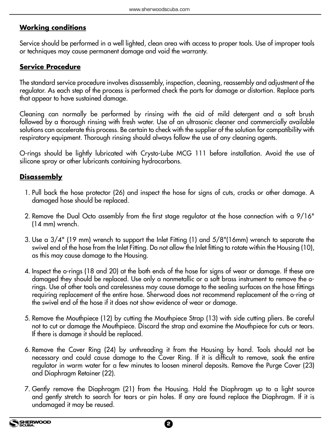 Sherwood SR 7206 manual Working conditions, Service Procedure, Disassembly 