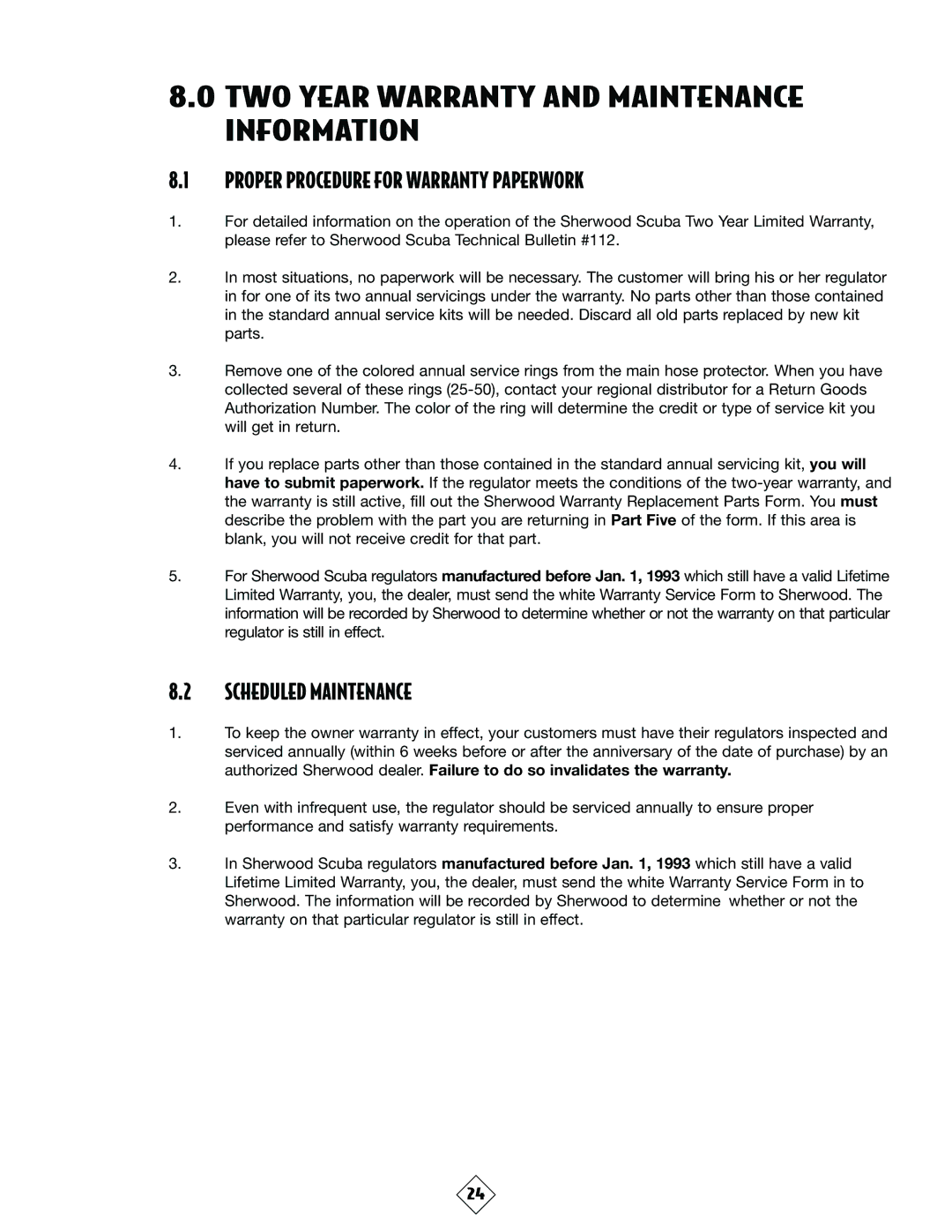 Sherwood SRB3600 manual TWO Year Warranty and Maintenance Information, Proper Procedure for Warranty Paperwork 
