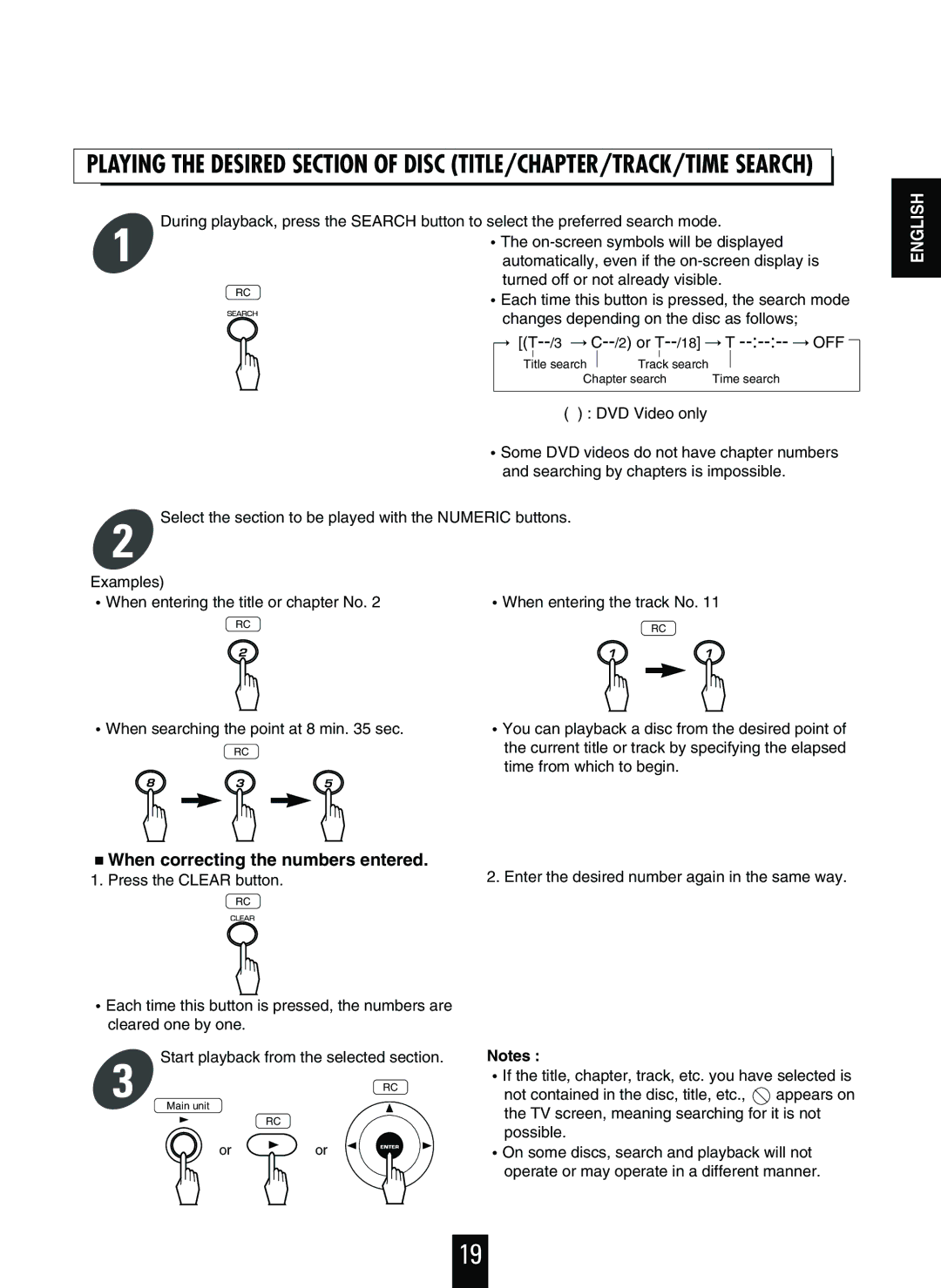 Sherwood V-756 manual When correcting the numbers entered 