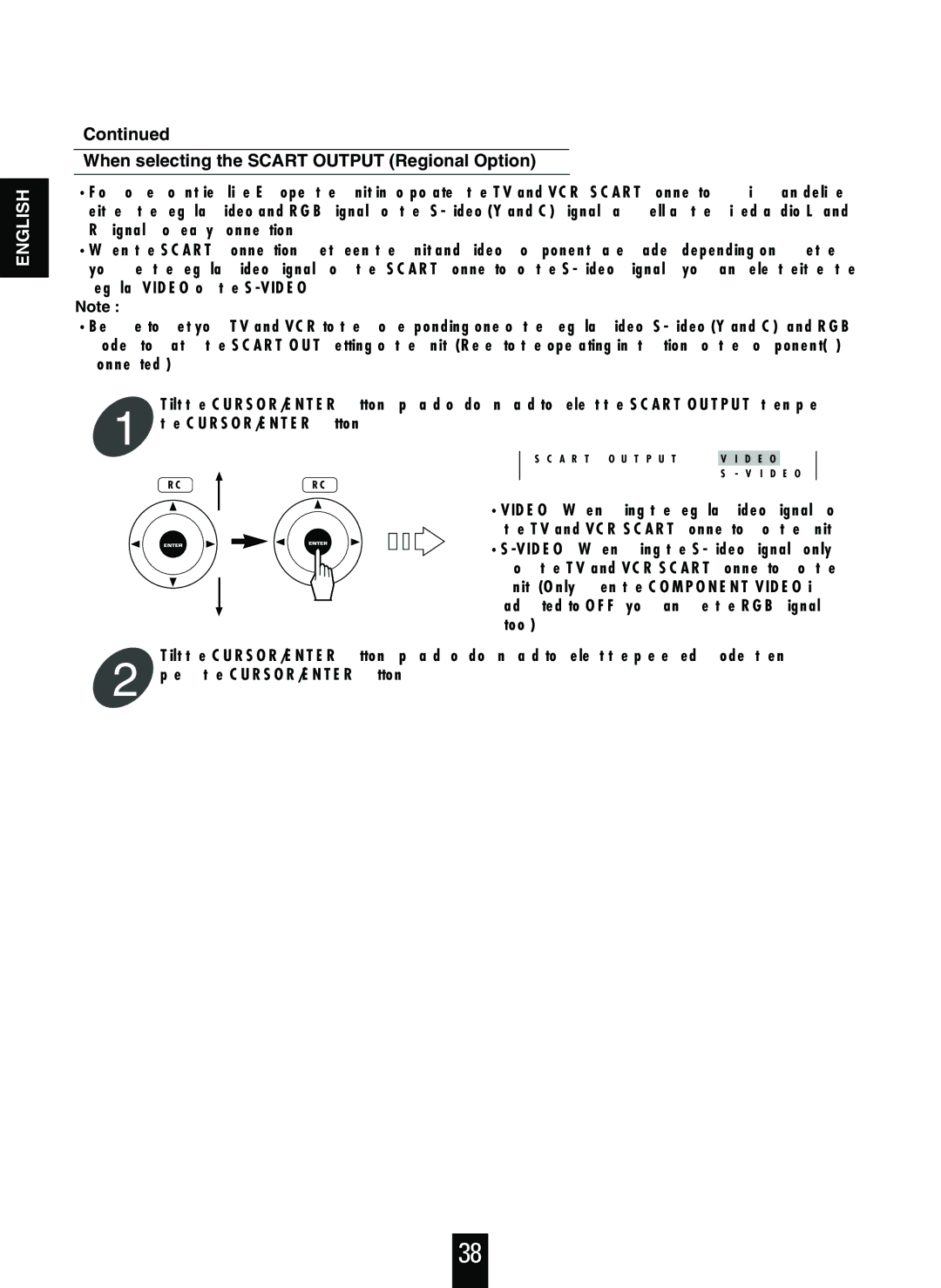 Sherwood V-756 manual When selecting the Scart Output Regional Option 