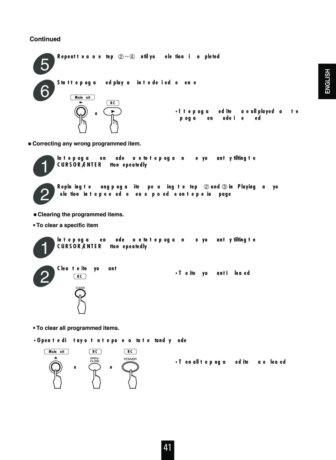 Sherwood V-756 manual Correcting any wrong programmed item, Clearing the programmed items To clear a specific item 