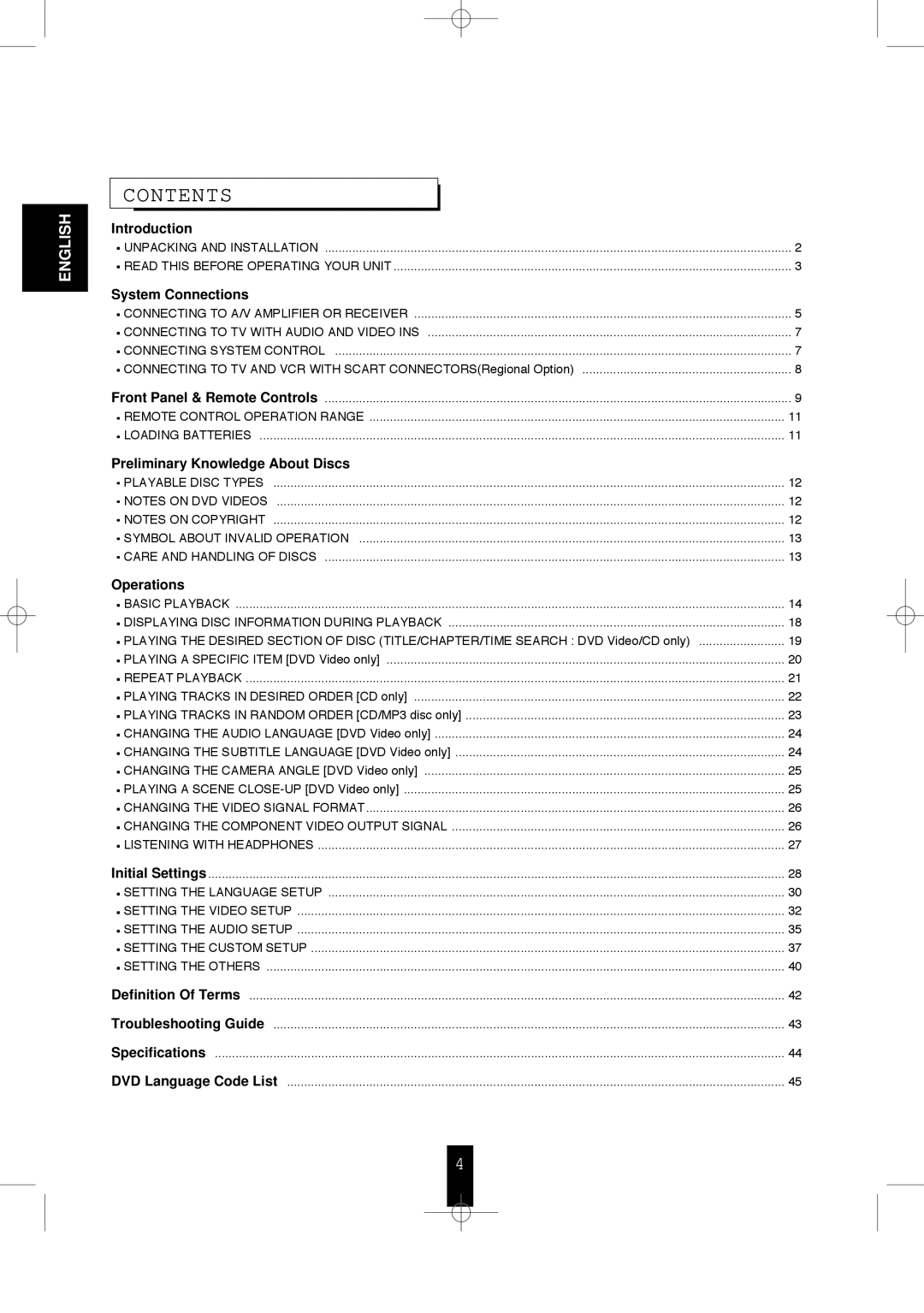 Sherwood V-768 user service Contents 