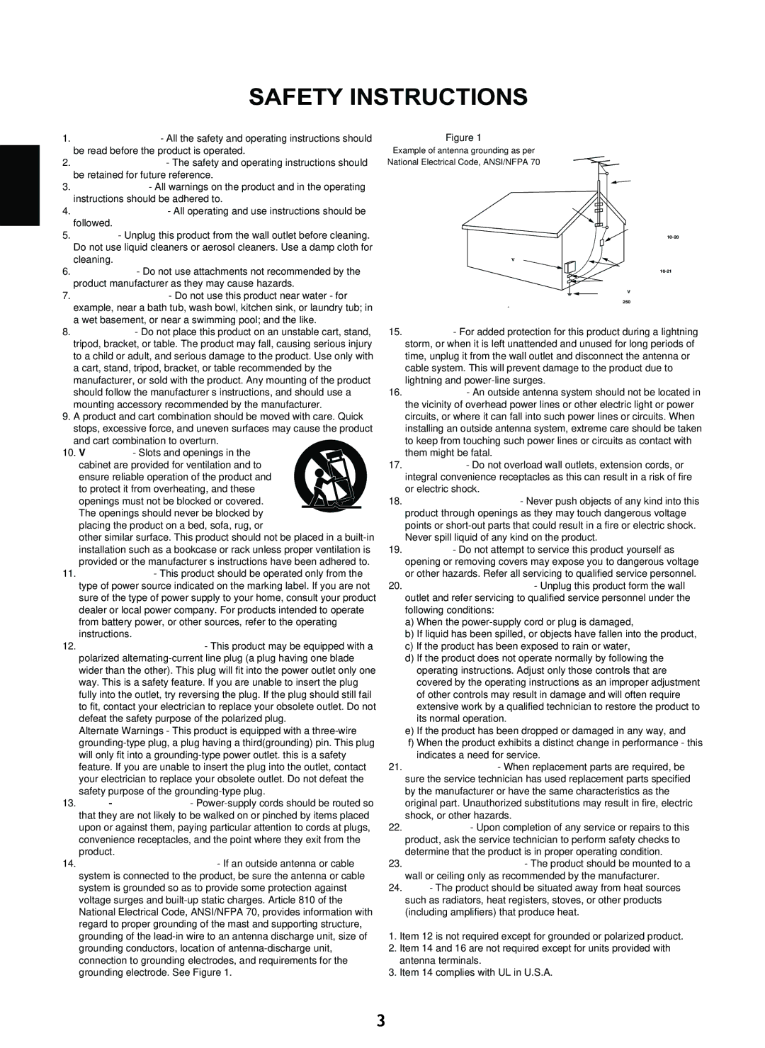 Sherwood V-903 manual Safety Instructions 