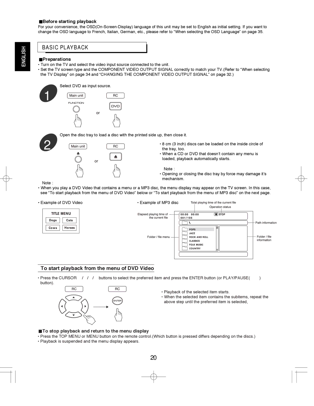 Sherwood ASW-670, VR-670, ST-670 manual Basic Playback, Before starting playback, Preparations 