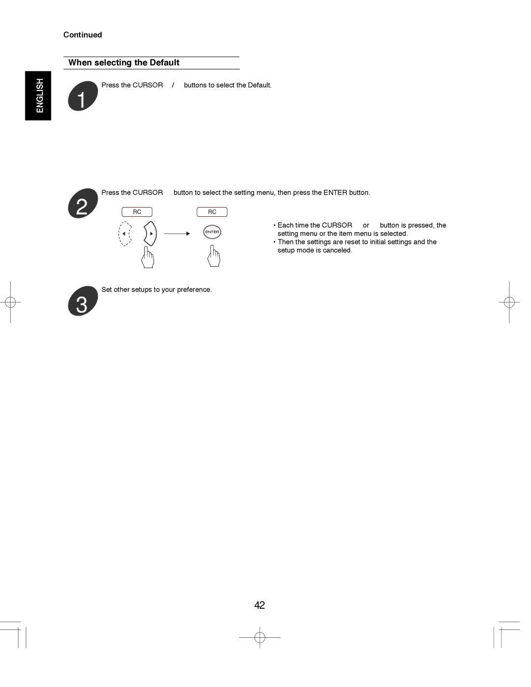 Sherwood VR-670, ST-670, ASW-670 manual When selecting the Default 