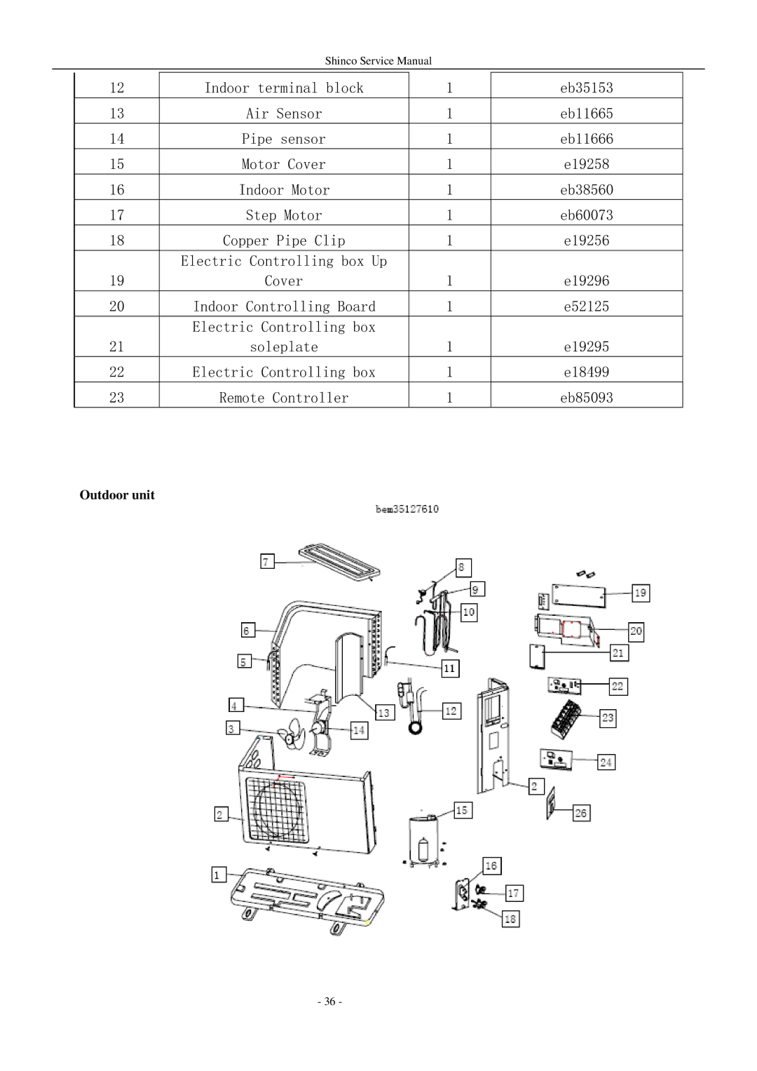 Shinco KFR-25GWZ BM service manual Outdoor unit 