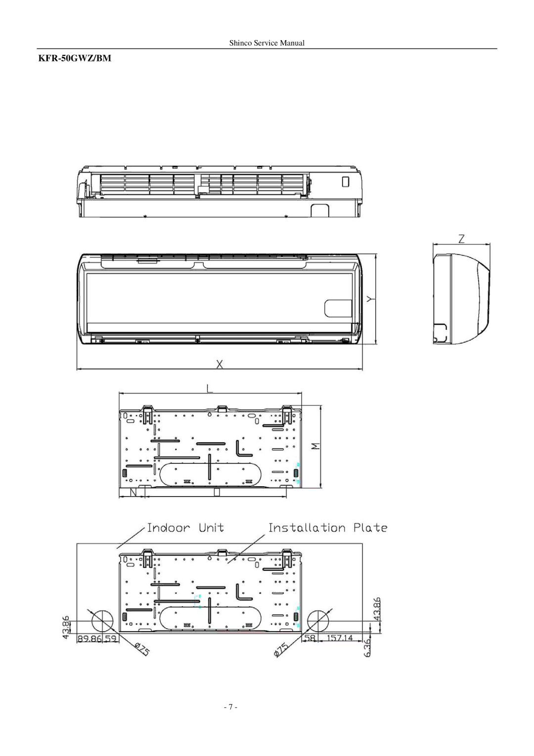 Shinco KFR-25GWZ BM service manual KFR-50GWZ/BM 