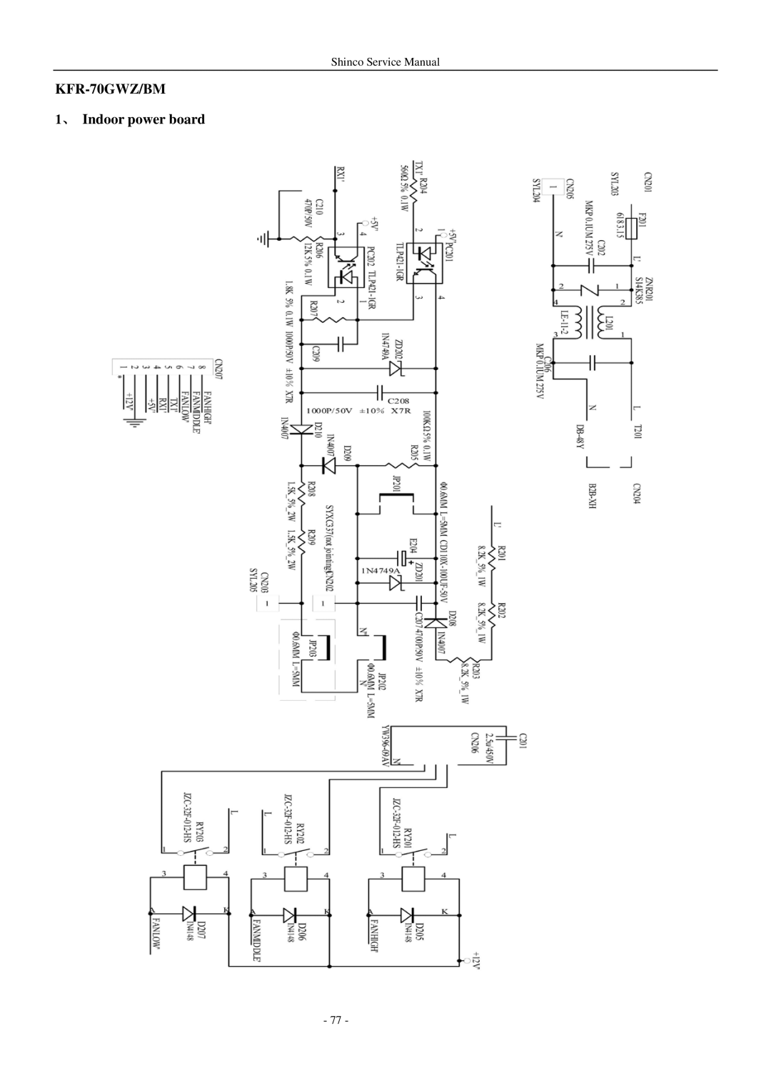 Shinco KFR-25GWZ BM service manual KFR-70GWZ/BM 