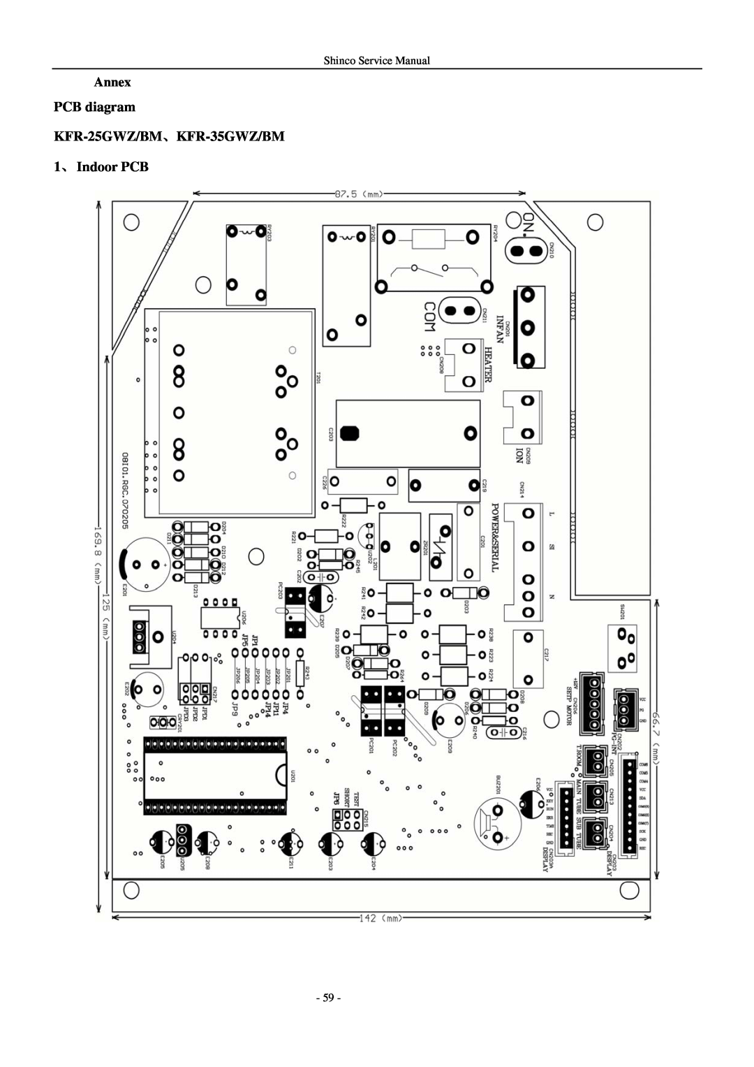 Shinco KFR-25GWZ BM service manual PCB diagram KFR-25GWZ/BM、KFR-35GWZ/BM, 1、 Indoor PCB, Annex 