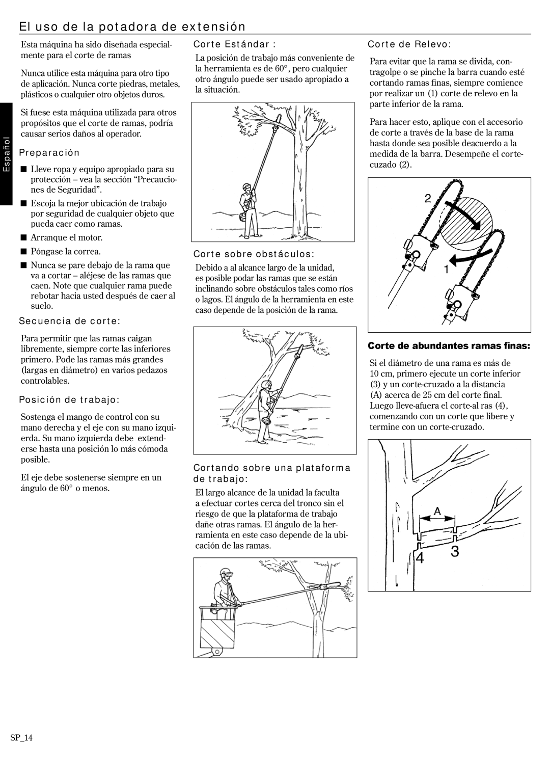 Shindaiwa 62888-94013, P231 manual El uso de la potadora de extensión 