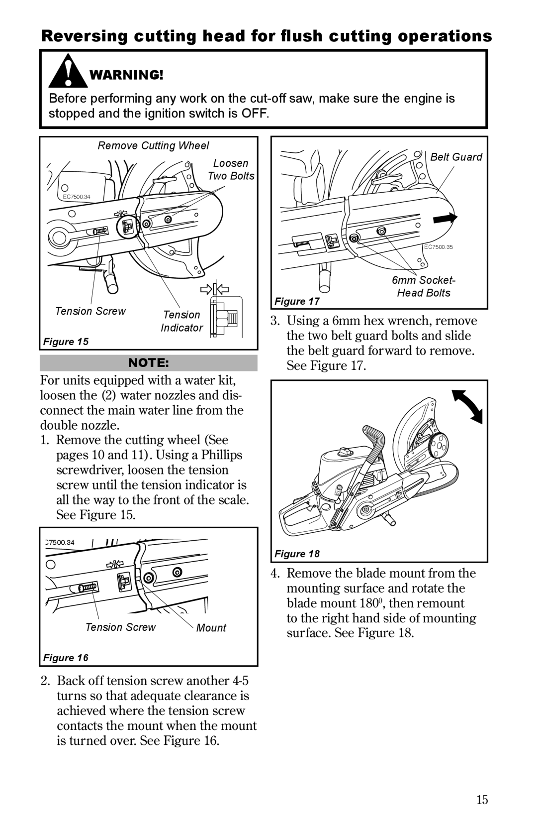 Shindaiwa 68006-94310 manual Reversing cutting head for ﬂush cutting operations 