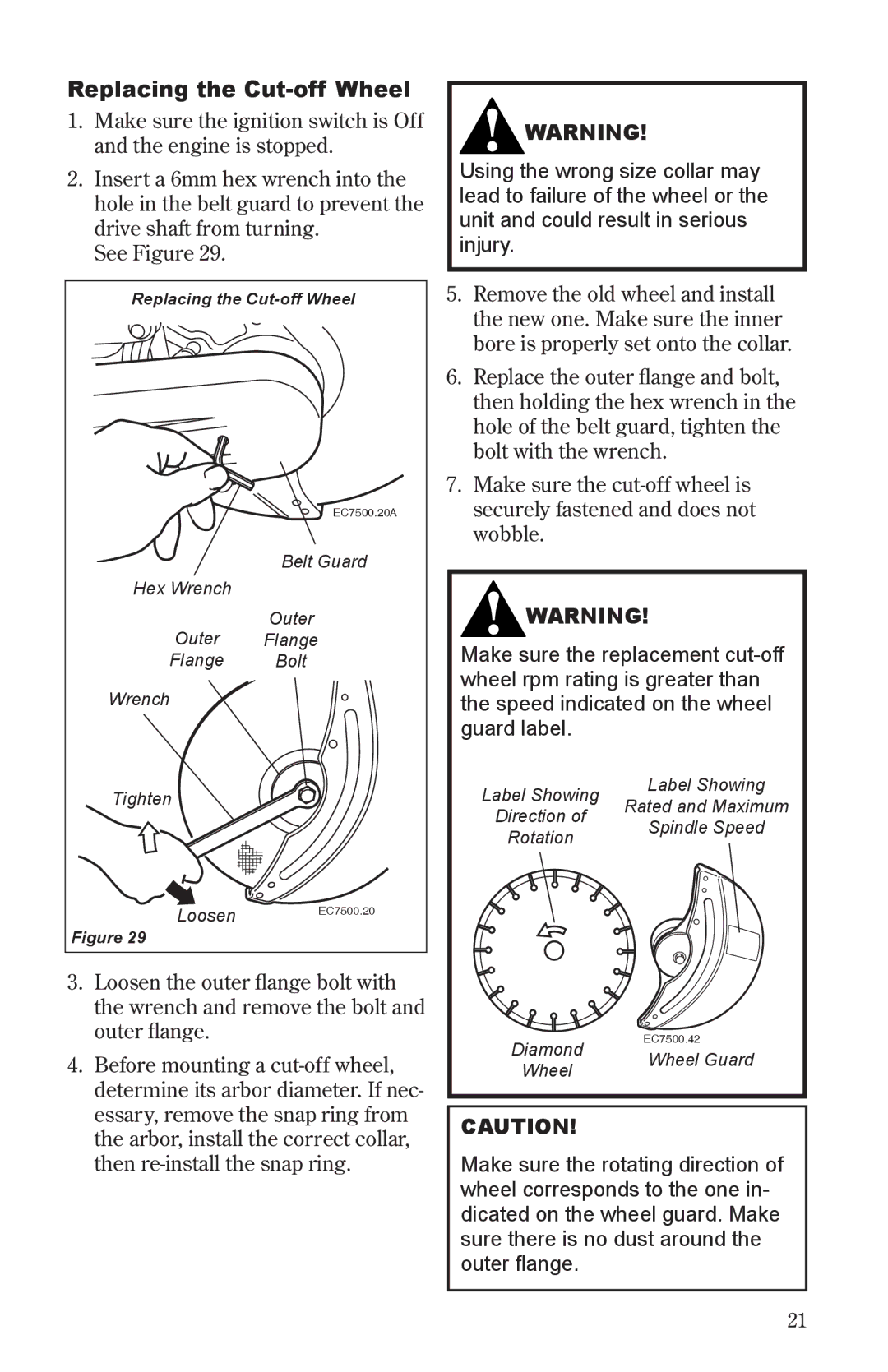 Shindaiwa 68006-94310 manual Replacing the Cut-off Wheel 